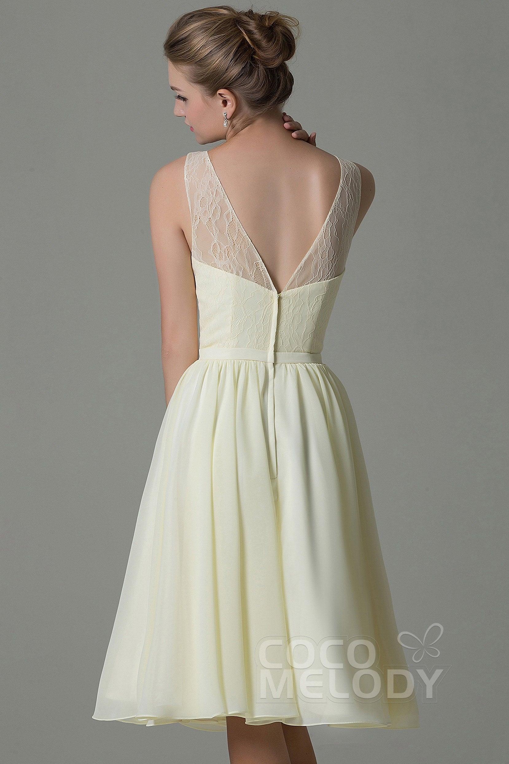 A-Line Knee Length Lace Short Bridesmaid Dress COZK16001 - COCOMELODY