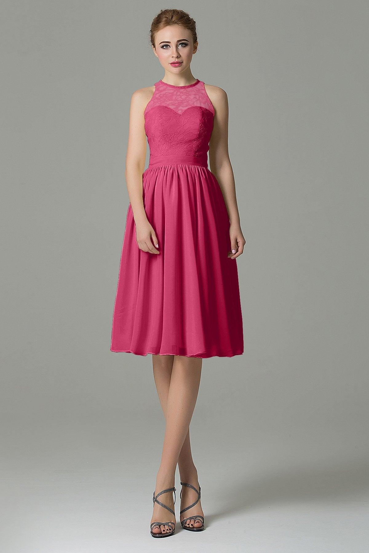 A-Line Knee Length Lace Short Bridesmaid Dress COZK16003 - COCOMELODY