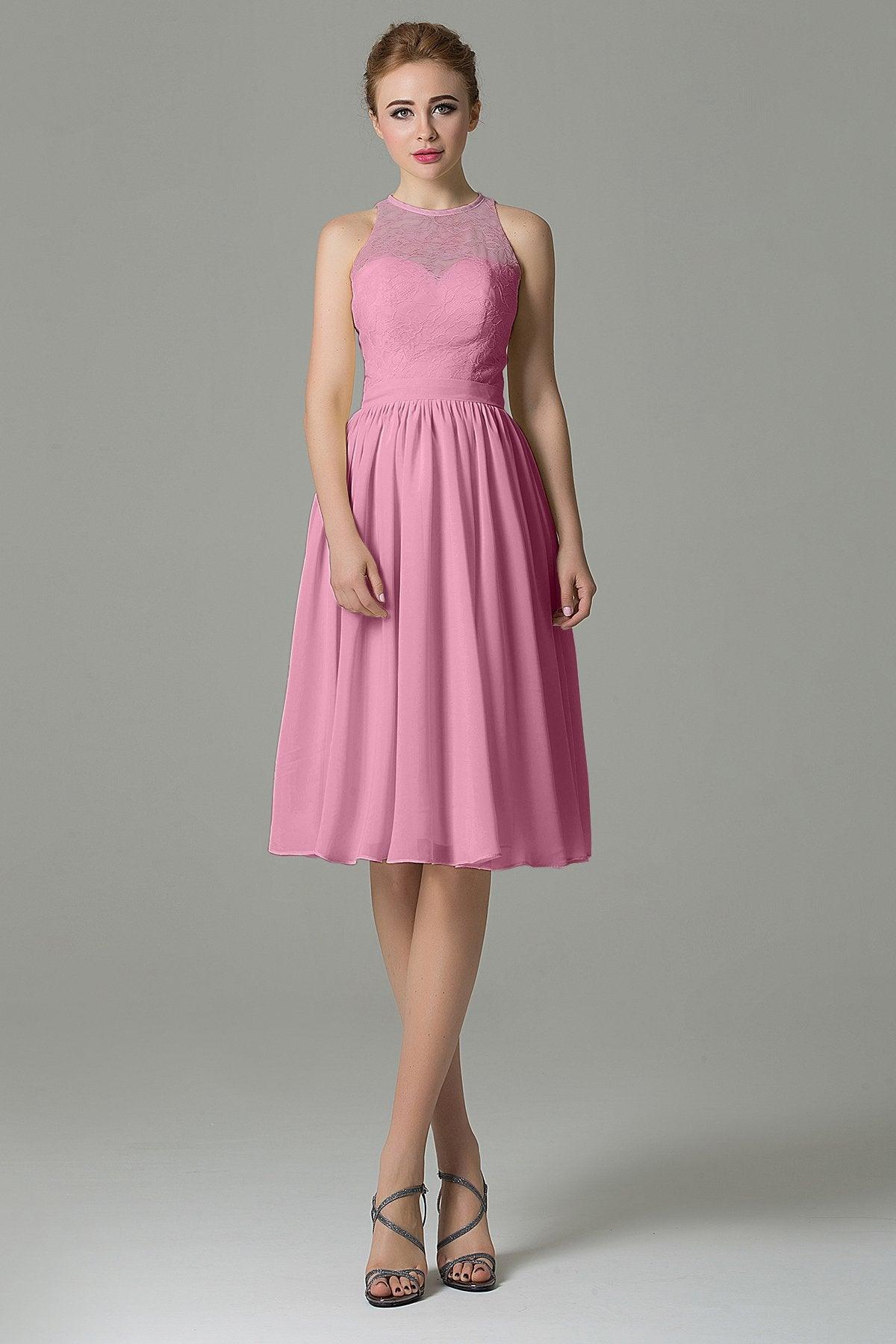 A-Line Knee Length Lace Short Bridesmaid Dress COZK16003 - COCOMELODY