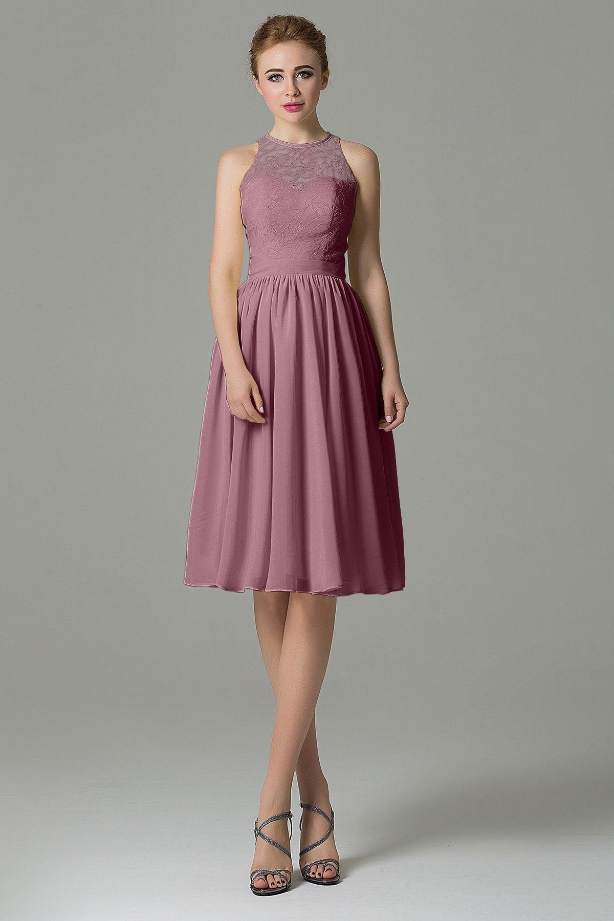 A-Line Knee Length Lace Short Bridesmaid Dress COZK16003 - COCOMELODY