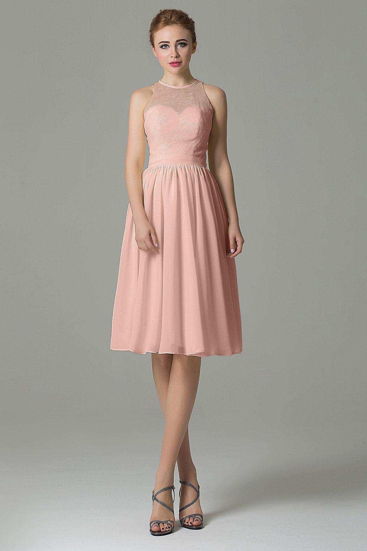 A-Line Knee Length Lace Short Bridesmaid Dress COZK16003 - COCOMELODY