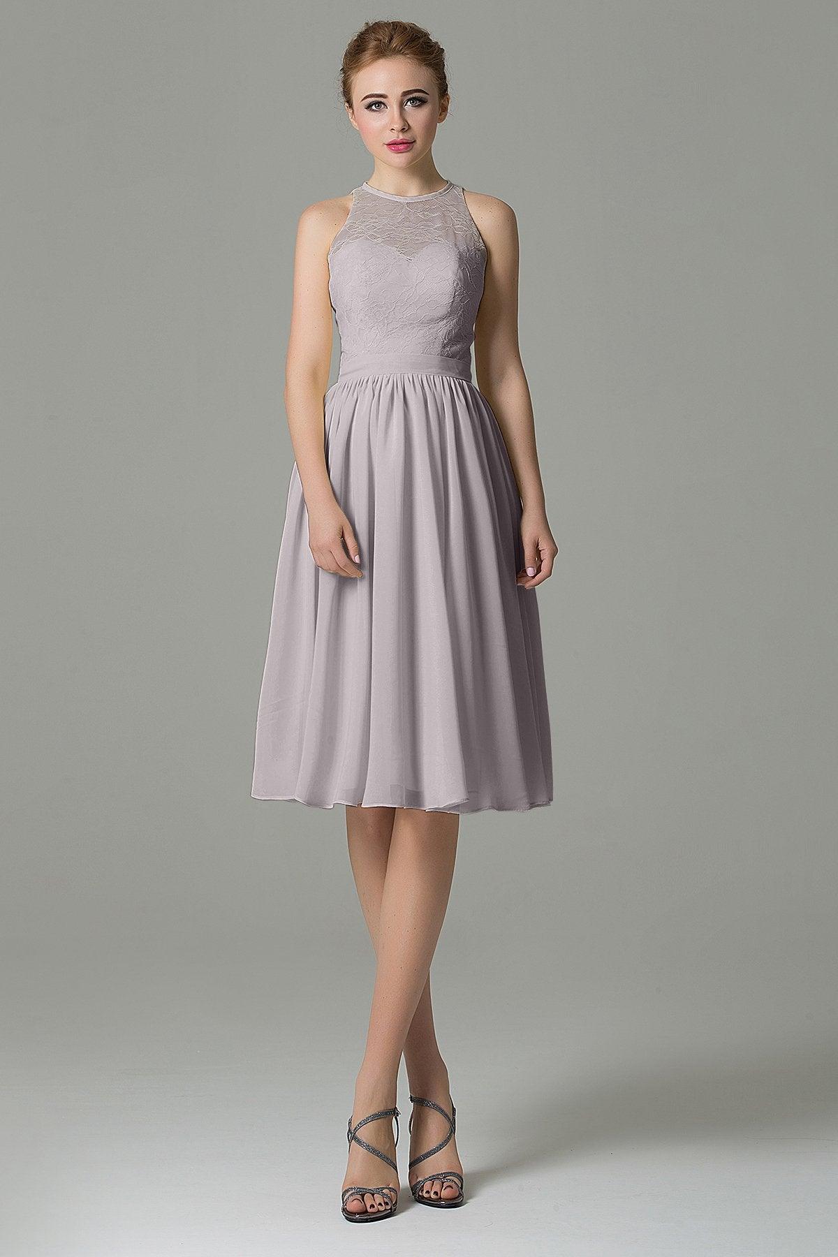 A-Line Knee Length Lace Short Bridesmaid Dress COZK16003 - COCOMELODY