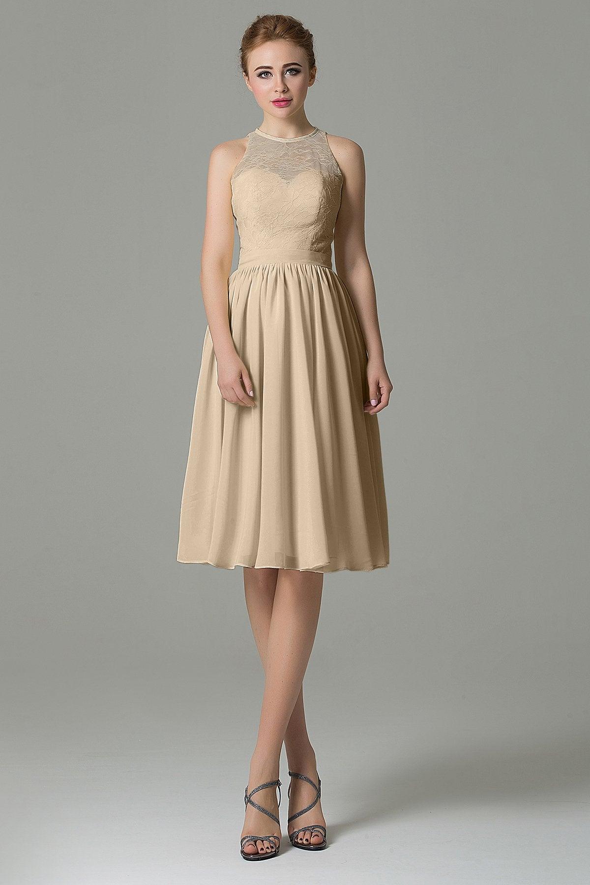 A-Line Knee Length Lace Short Bridesmaid Dress COZK16003 - COCOMELODY