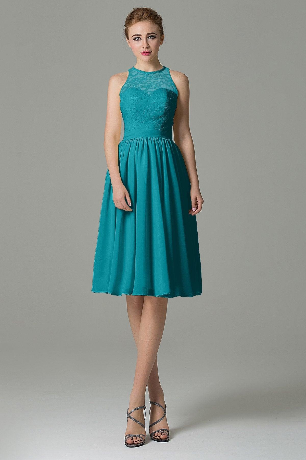 A-Line Knee Length Lace Short Bridesmaid Dress COZK16003 - COCOMELODY