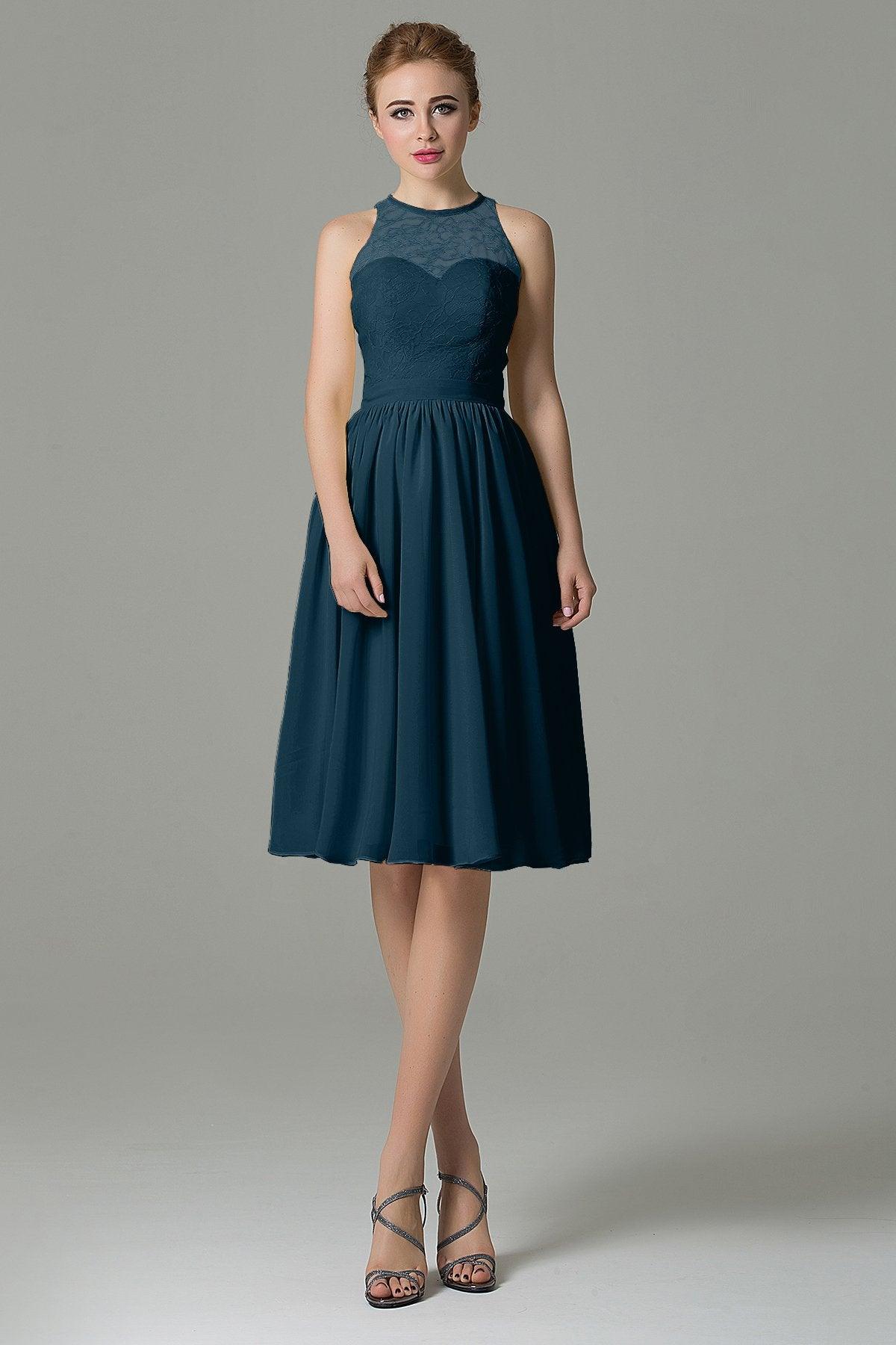 A-Line Knee Length Lace Short Bridesmaid Dress COZK16003 - COCOMELODY