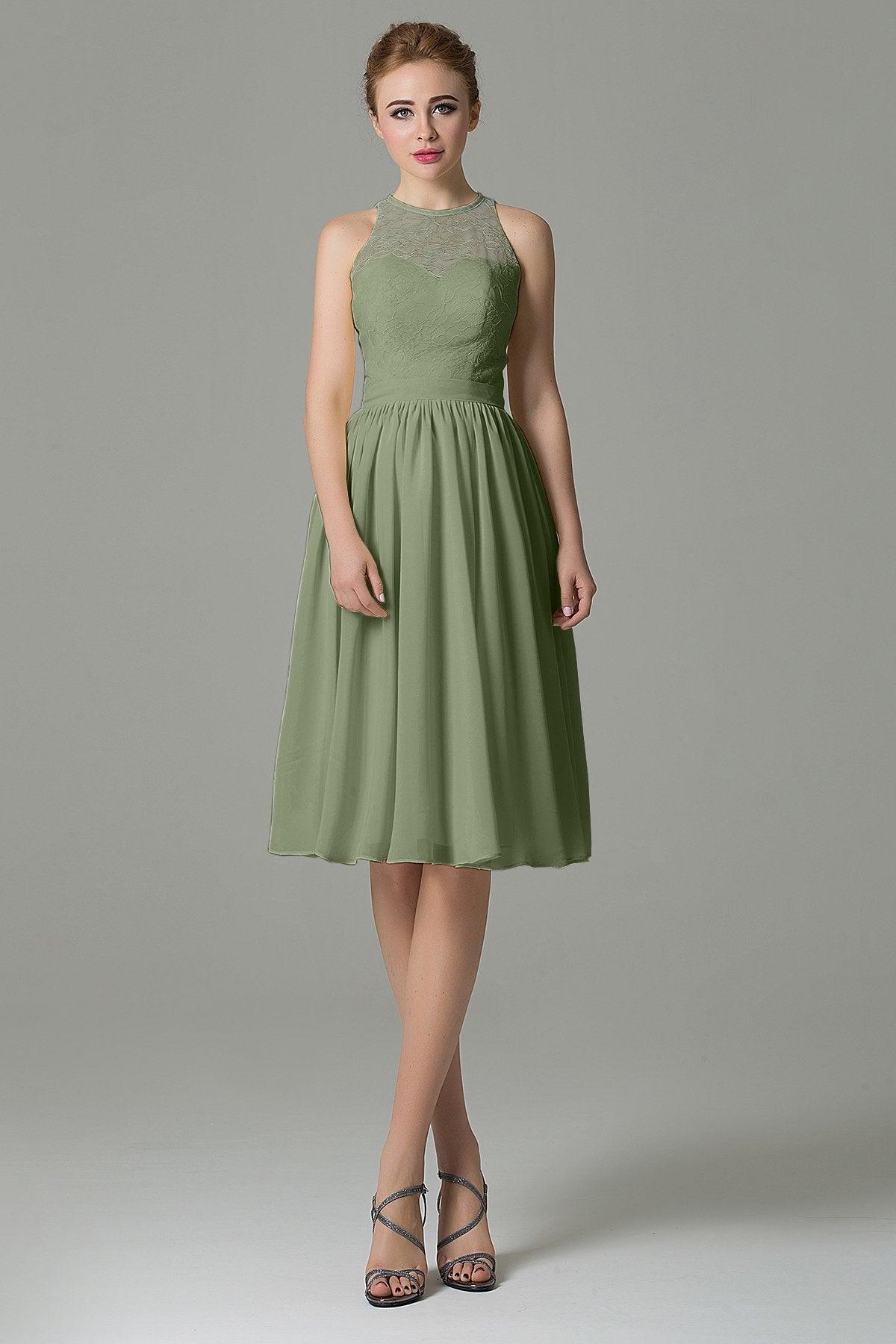 A-Line Knee Length Lace Short Bridesmaid Dress COZK16003 - COCOMELODY
