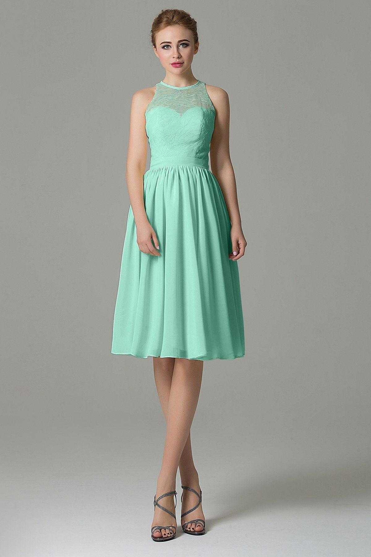 A-Line Knee Length Lace Short Bridesmaid Dress COZK16003 - COCOMELODY