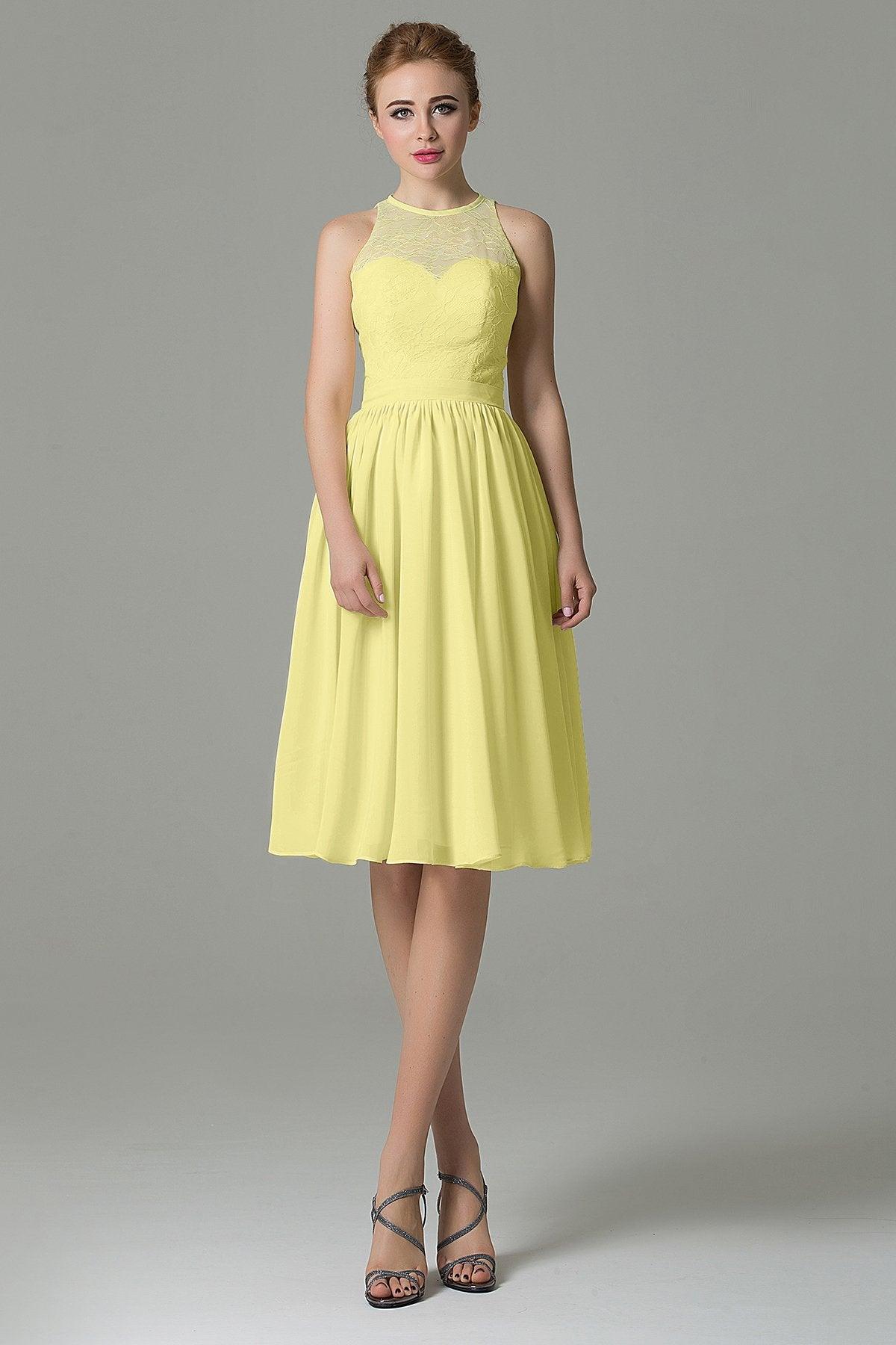 A-Line Knee Length Lace Short Bridesmaid Dress COZK16003 - COCOMELODY