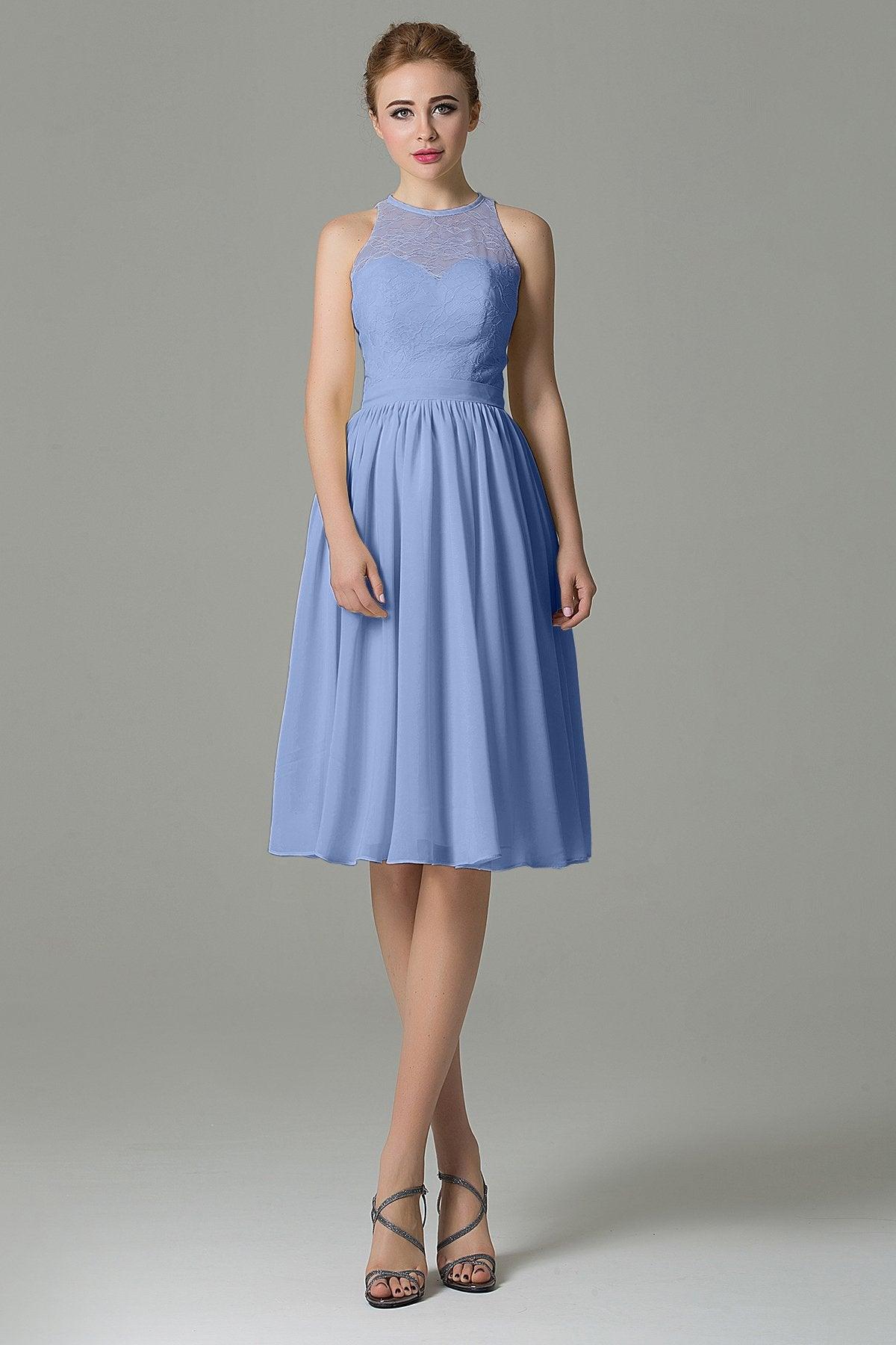 A-Line Knee Length Lace Short Bridesmaid Dress COZK16003 - COCOMELODY