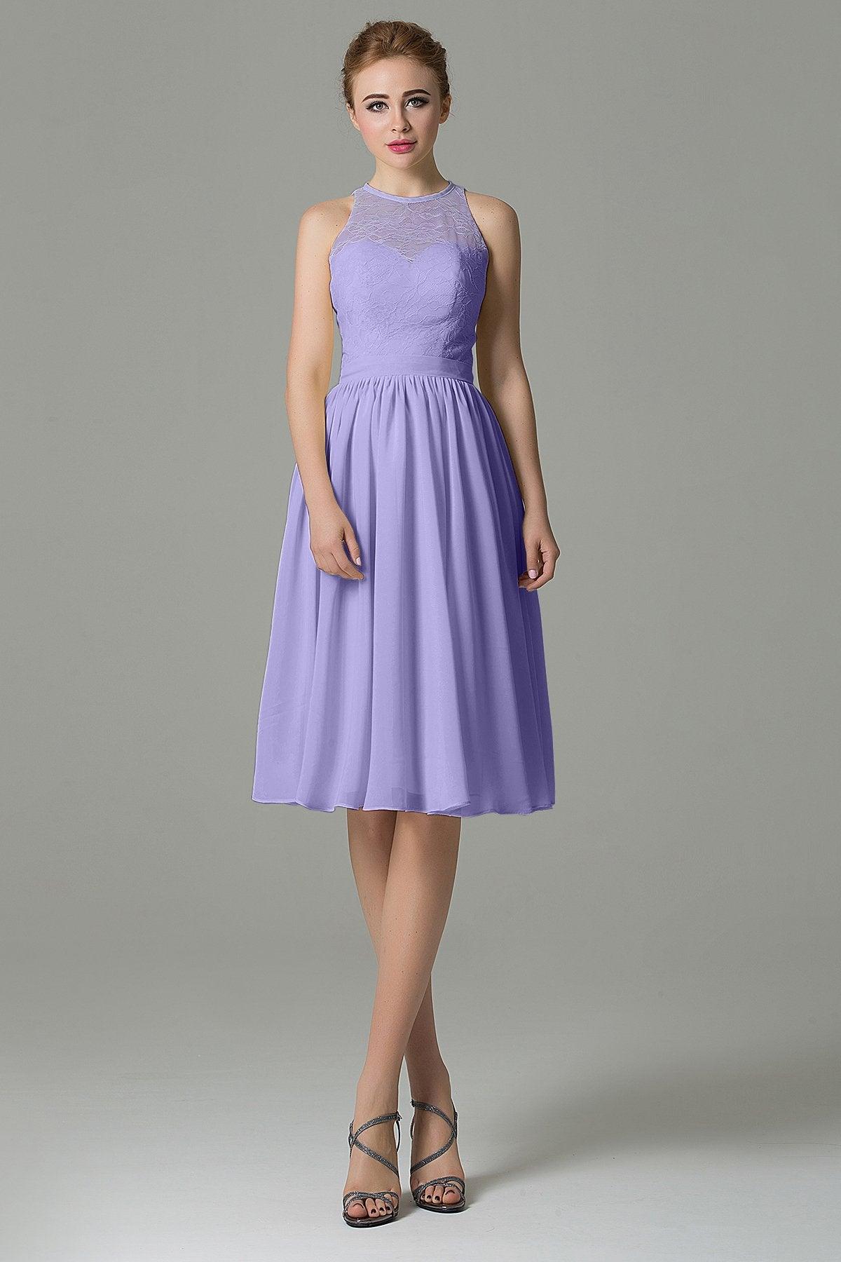 A-Line Knee Length Lace Short Bridesmaid Dress COZK16003 - COCOMELODY