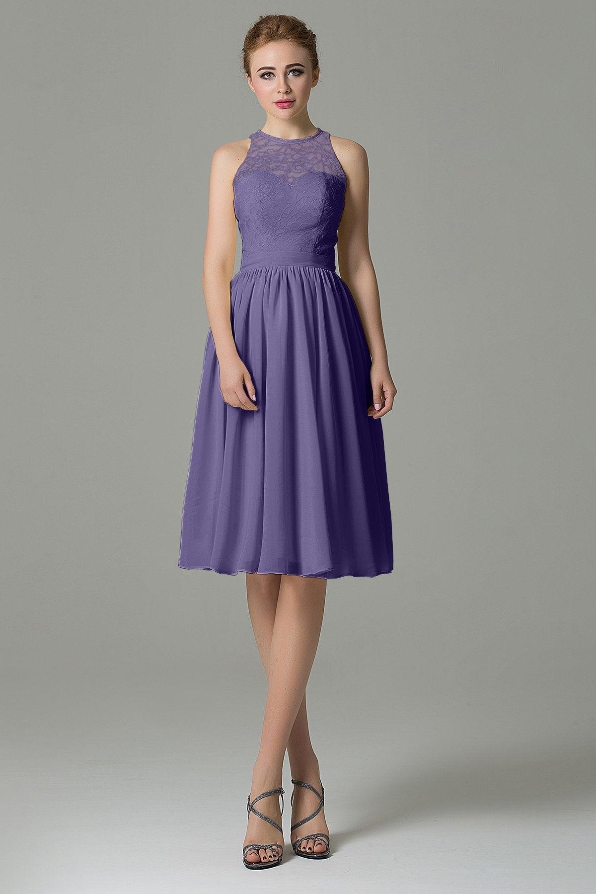 A-Line Knee Length Lace Short Bridesmaid Dress COZK16003 - COCOMELODY