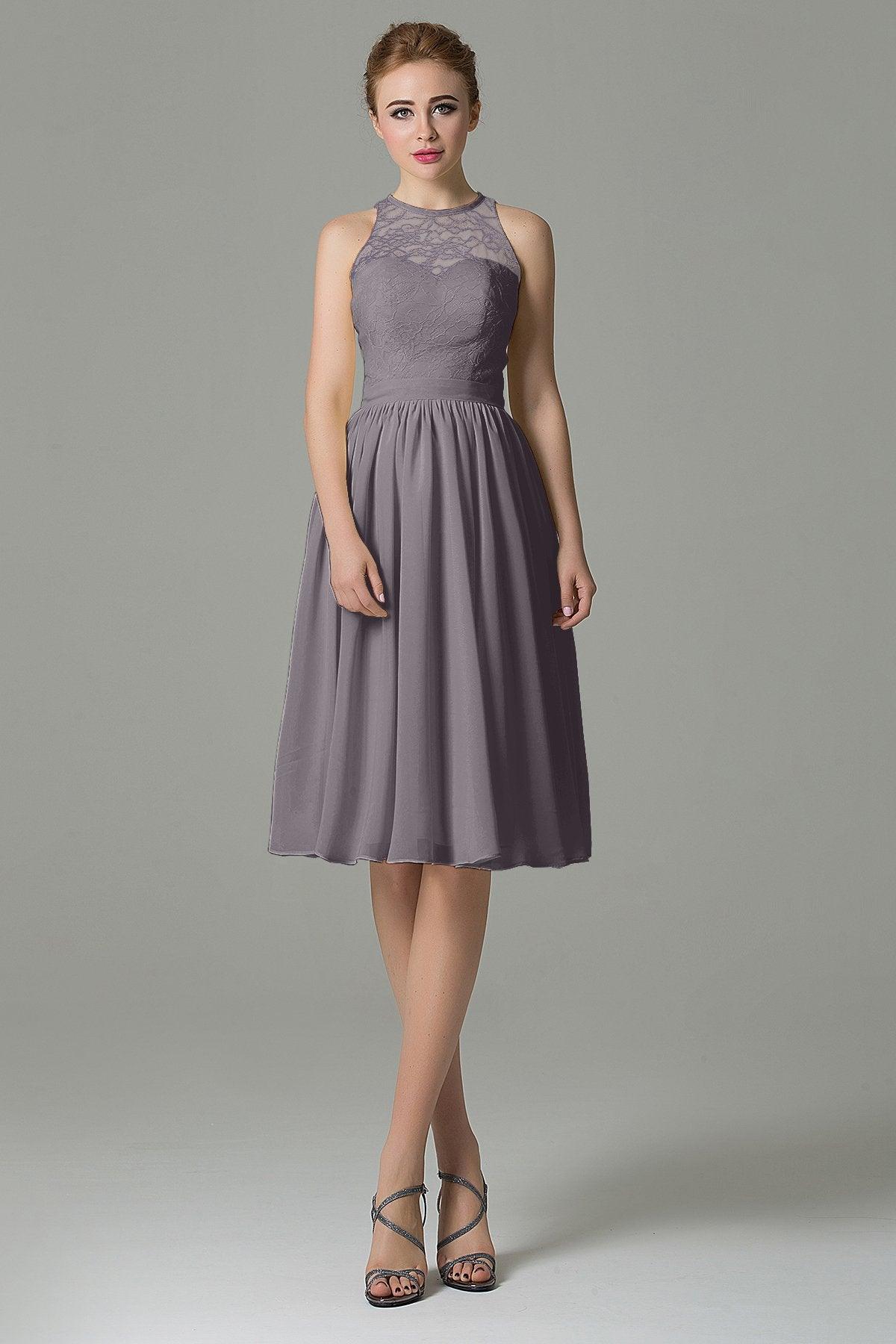 A-Line Knee Length Lace Short Bridesmaid Dress COZK16003 - COCOMELODY