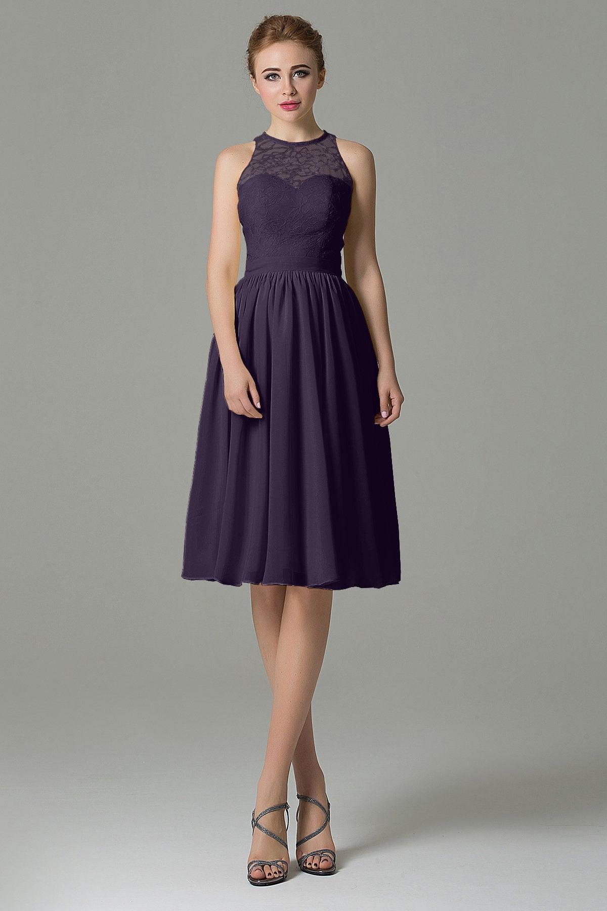 A-Line Knee Length Lace Short Bridesmaid Dress COZK16003 - COCOMELODY