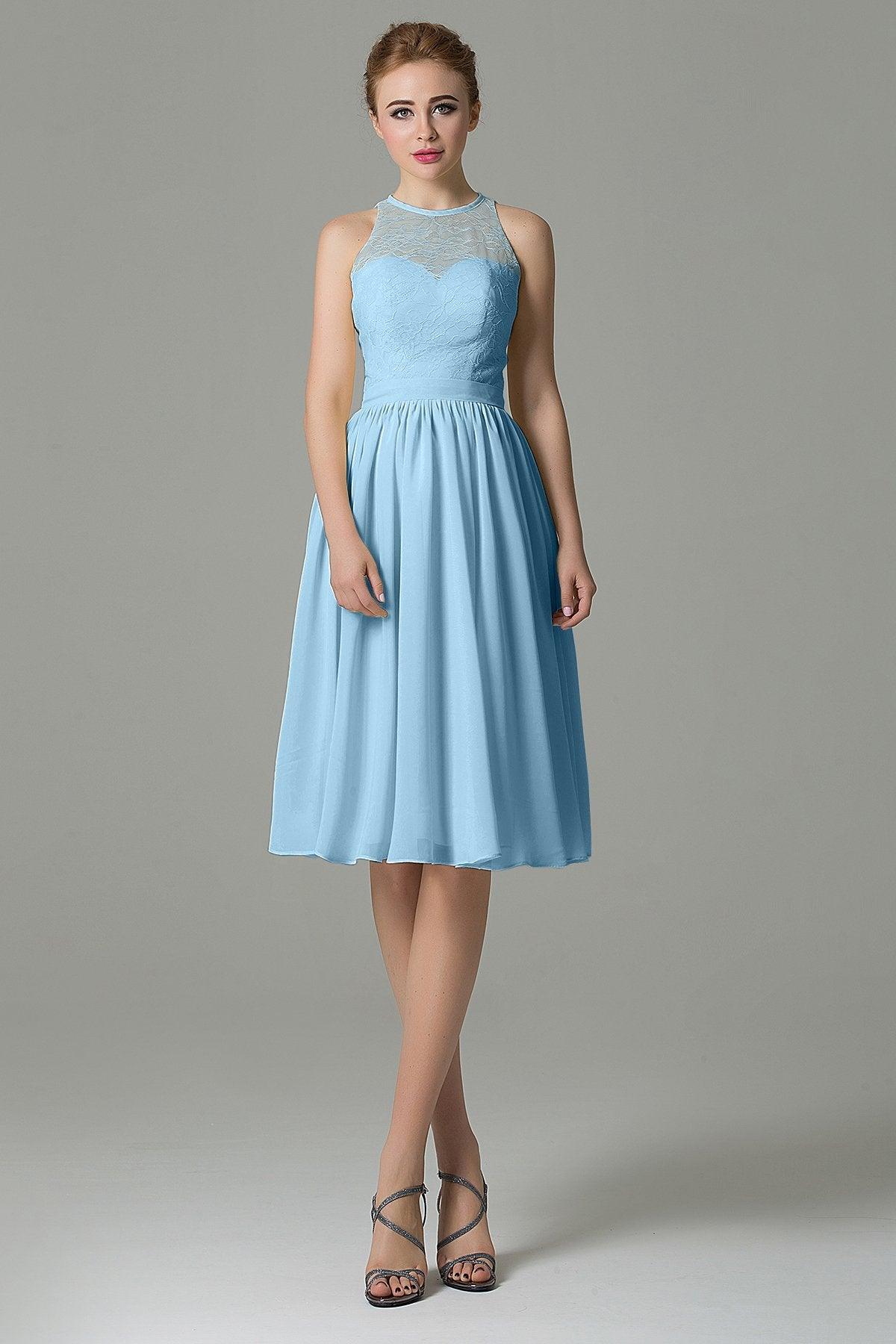 A-Line Knee Length Lace Short Bridesmaid Dress COZK16003 - COCOMELODY