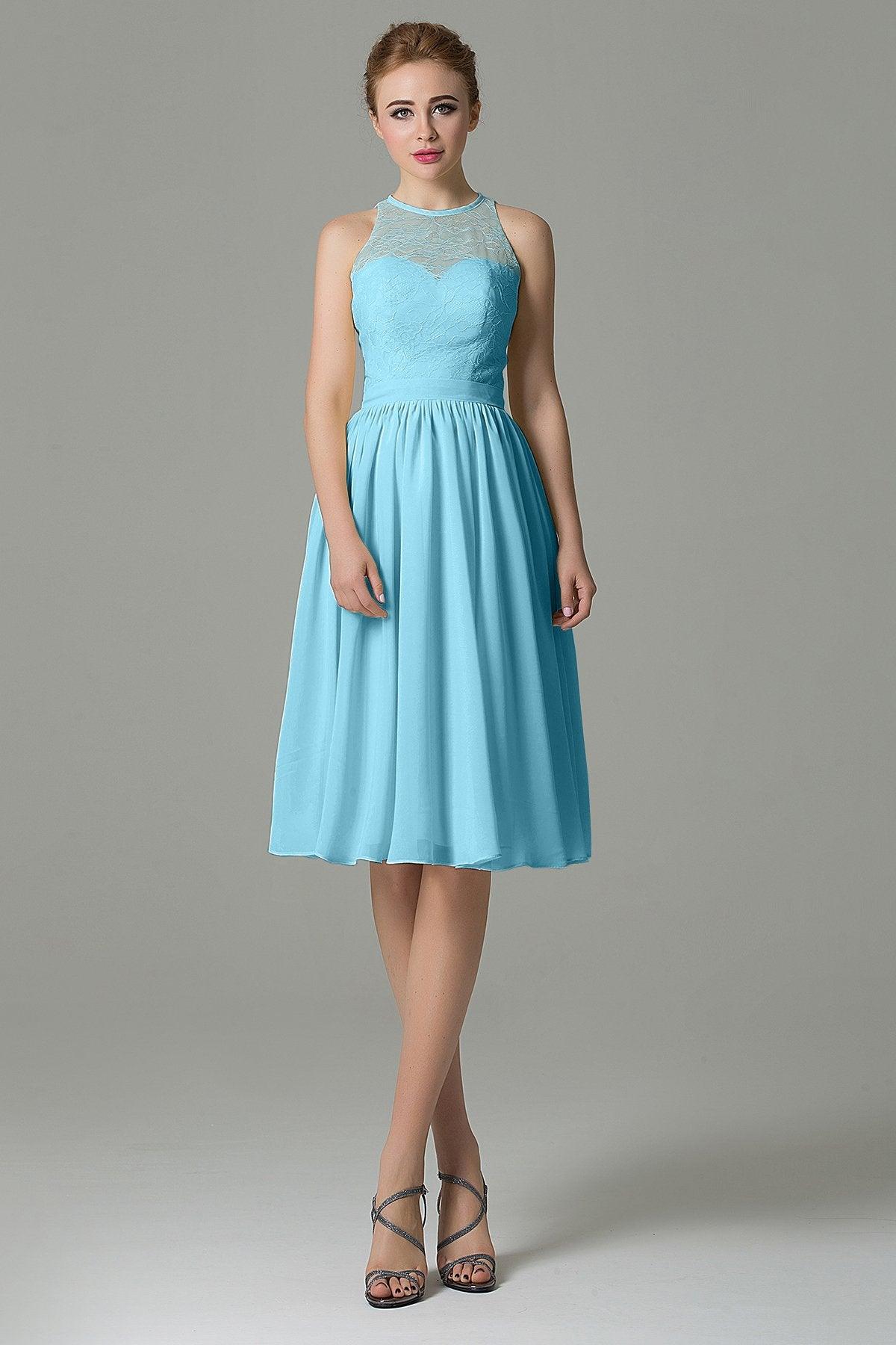 A-Line Knee Length Lace Short Bridesmaid Dress COZK16003 - COCOMELODY