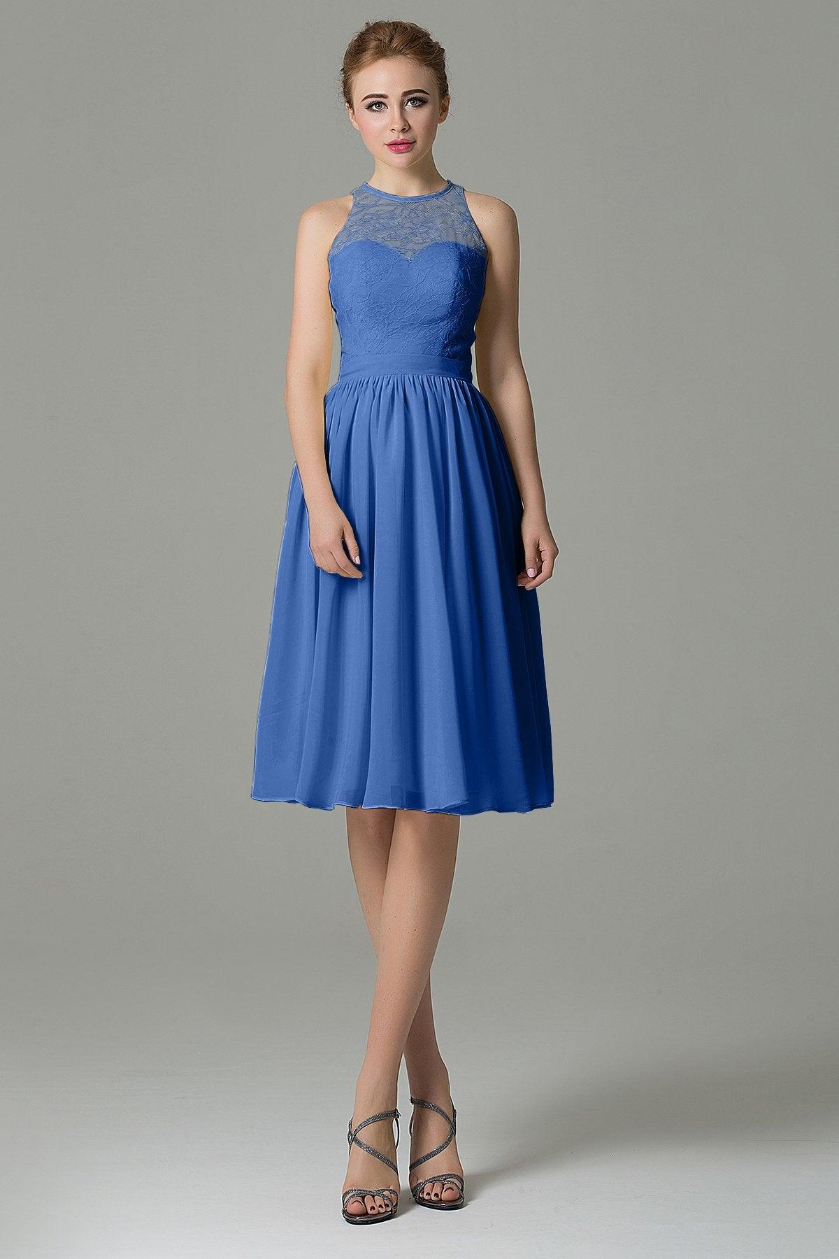 A-Line Knee Length Lace Short Bridesmaid Dress COZK16003 - COCOMELODY