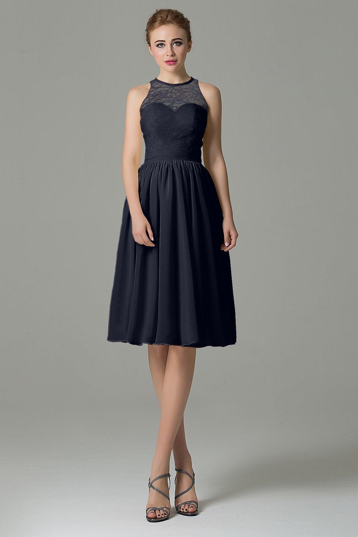 A-Line Knee Length Lace Short Bridesmaid Dress COZK16003 - COCOMELODY