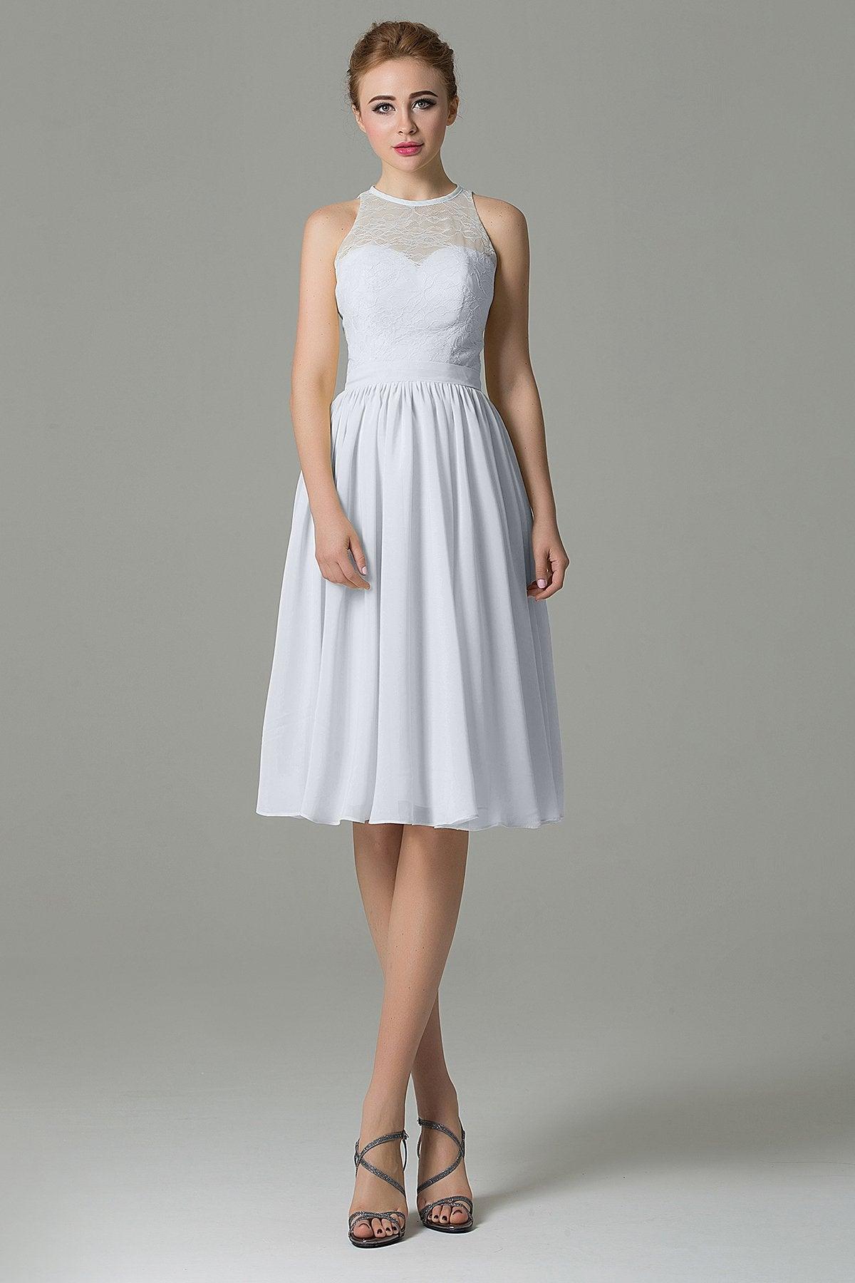 A-Line Knee Length Lace Short Bridesmaid Dress COZK16003 - COCOMELODY