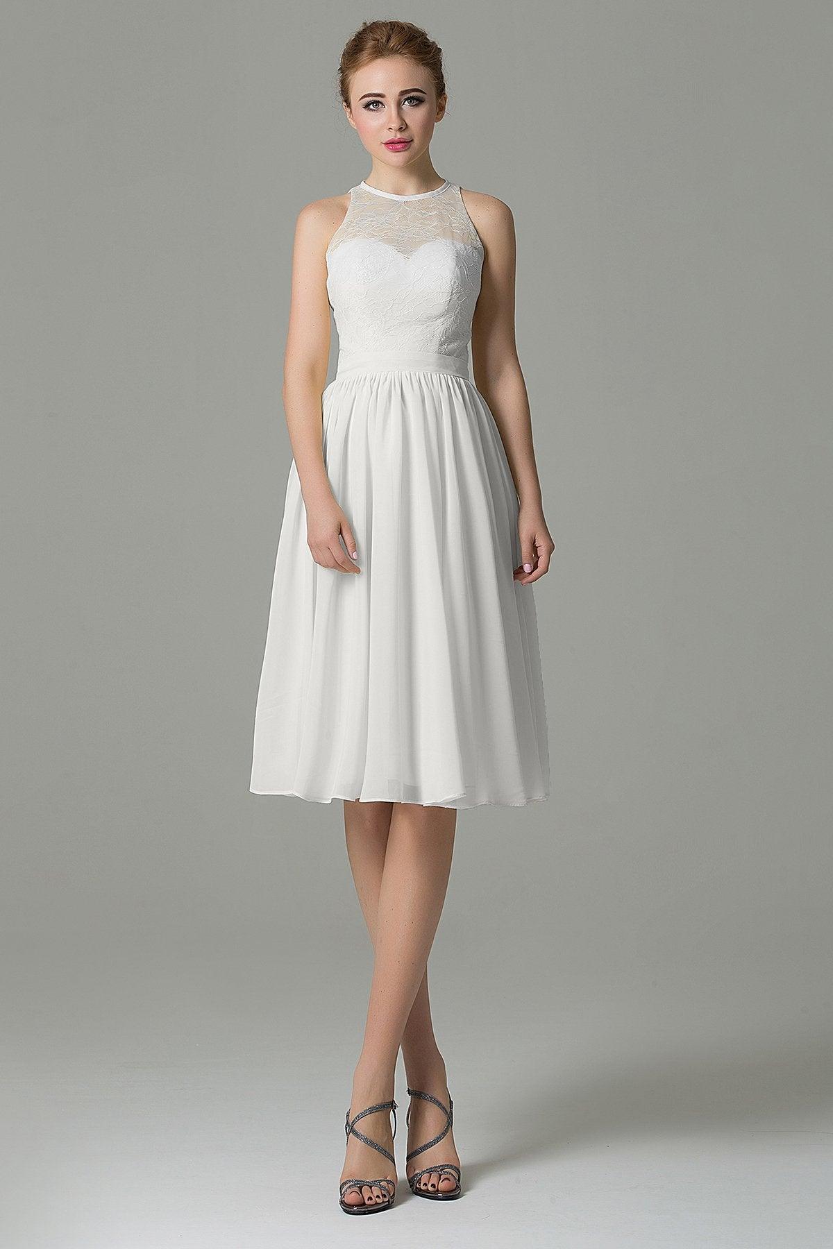 A-Line Knee Length Lace Short Bridesmaid Dress COZK16003 - COCOMELODY