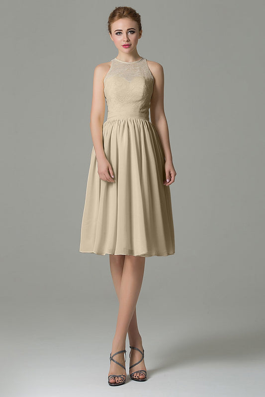 A-Line Knee Length Lace Short Bridesmaid Dress COZK16003