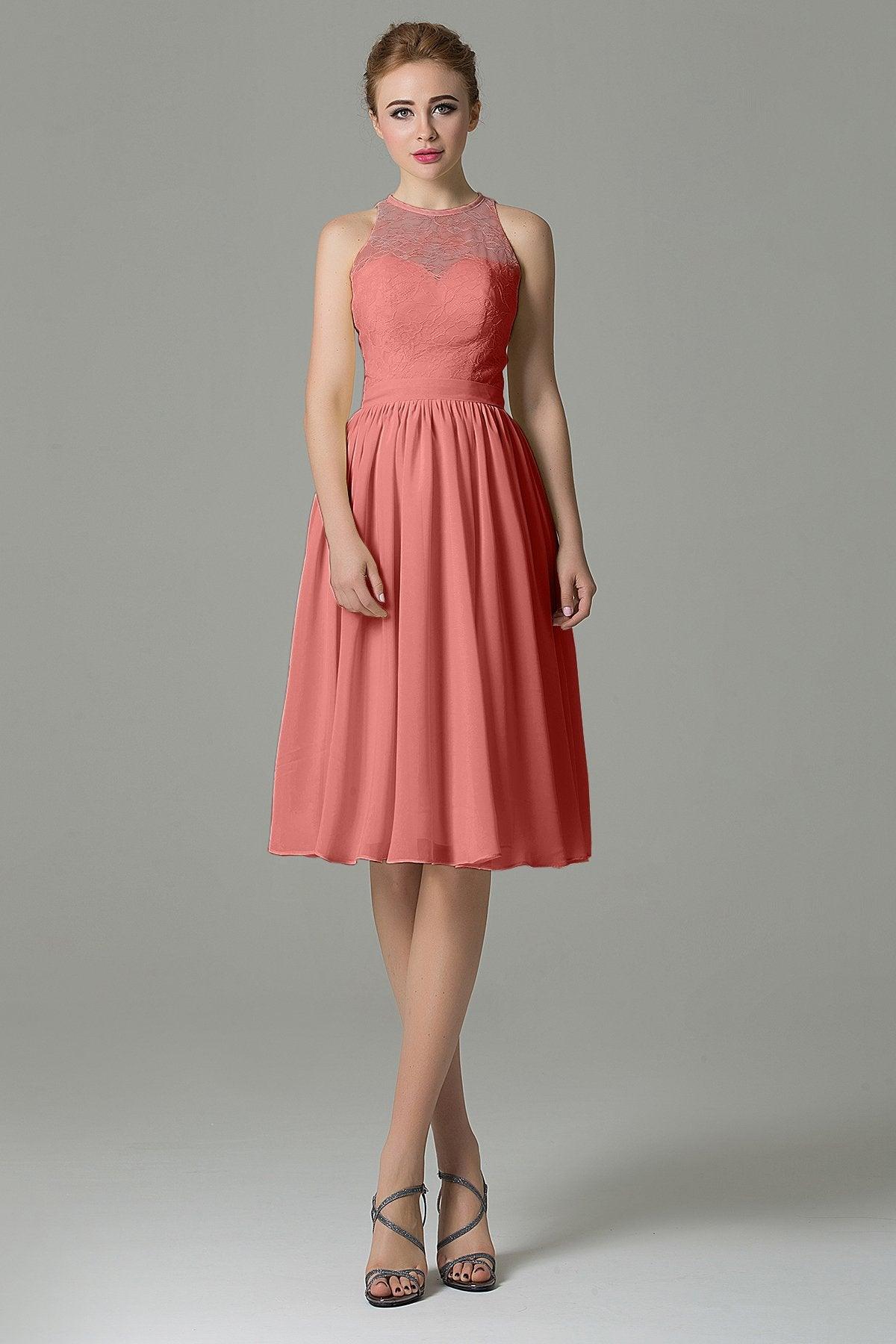 A-Line Knee Length Lace Short Bridesmaid Dress COZK16003 - COCOMELODY