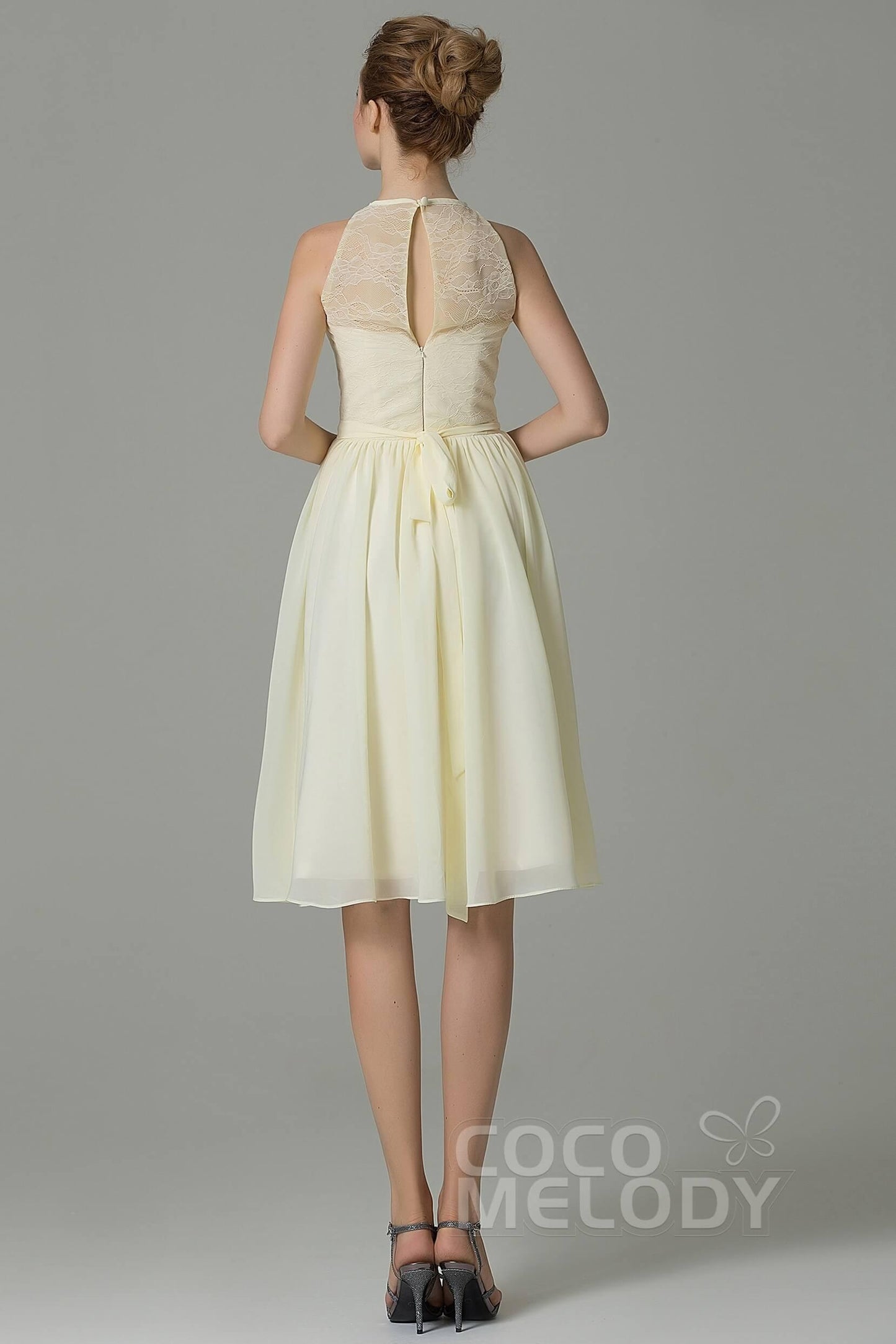 A-Line Knee Length Lace Short Bridesmaid Dress COZK16003 - COCOMELODY