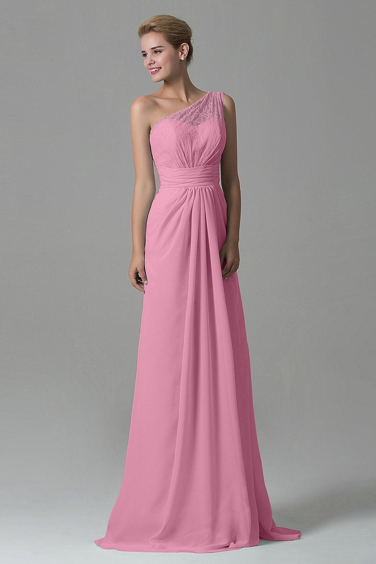 Sheath Sweep Train Lace/Chiffon Bridesmaid Dress COZK16004 - COCOMELODY