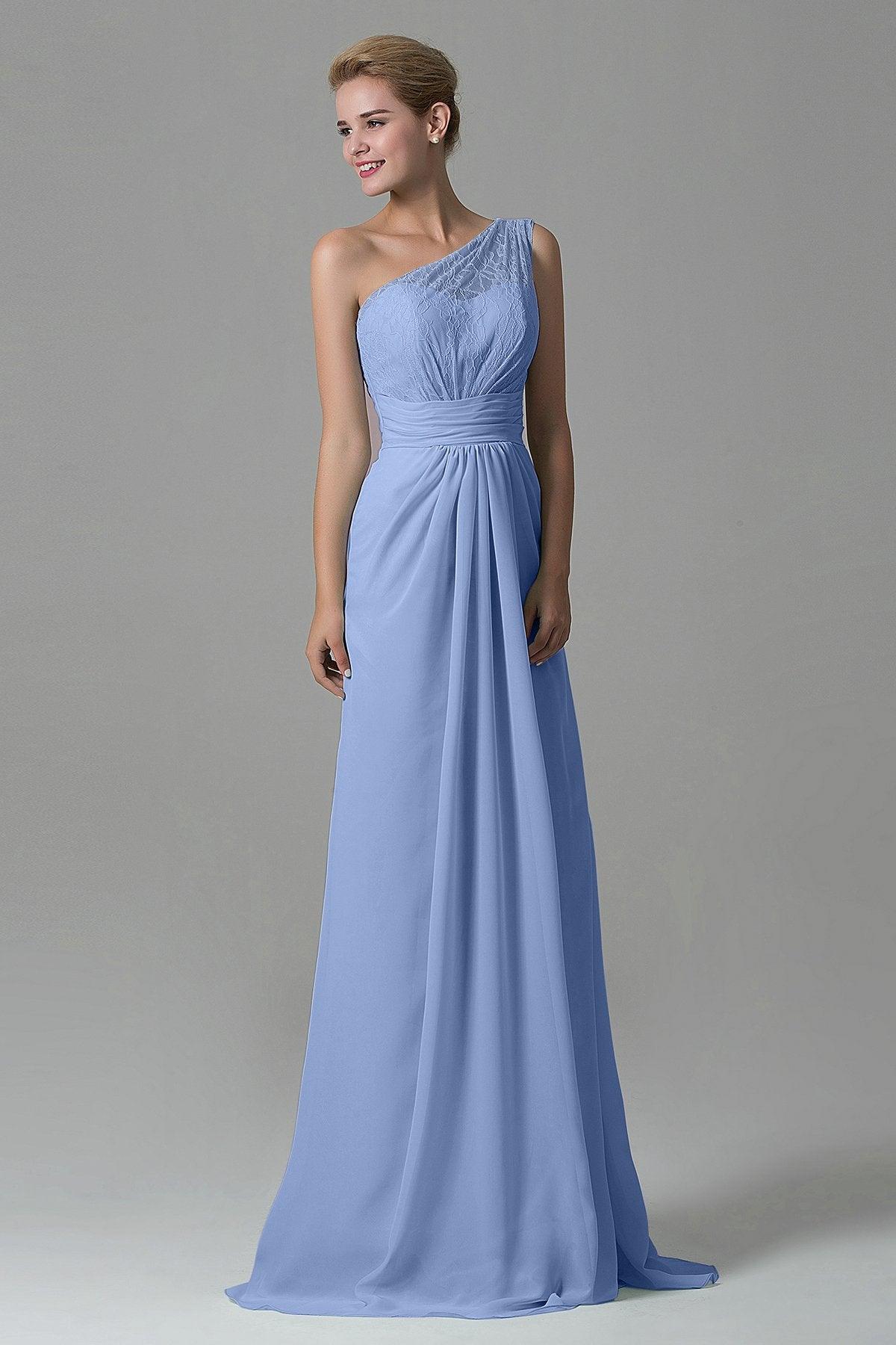 Sheath Sweep Train Lace/Chiffon Bridesmaid Dress COZK16004 - COCOMELODY