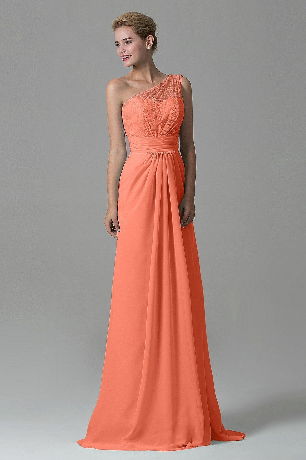 Sheath Sweep Train Lace/Chiffon Bridesmaid Dress COZK16004 - COCOMELODY