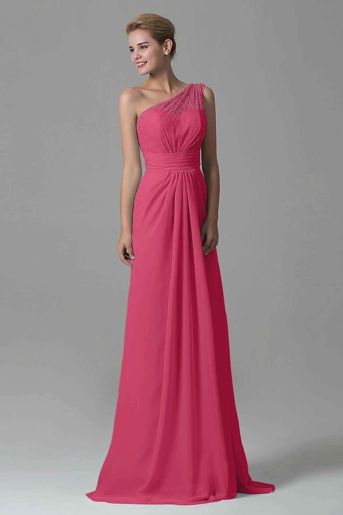 Sheath Sweep Train Lace/Chiffon Bridesmaid Dress COZK16004 - COCOMELODY