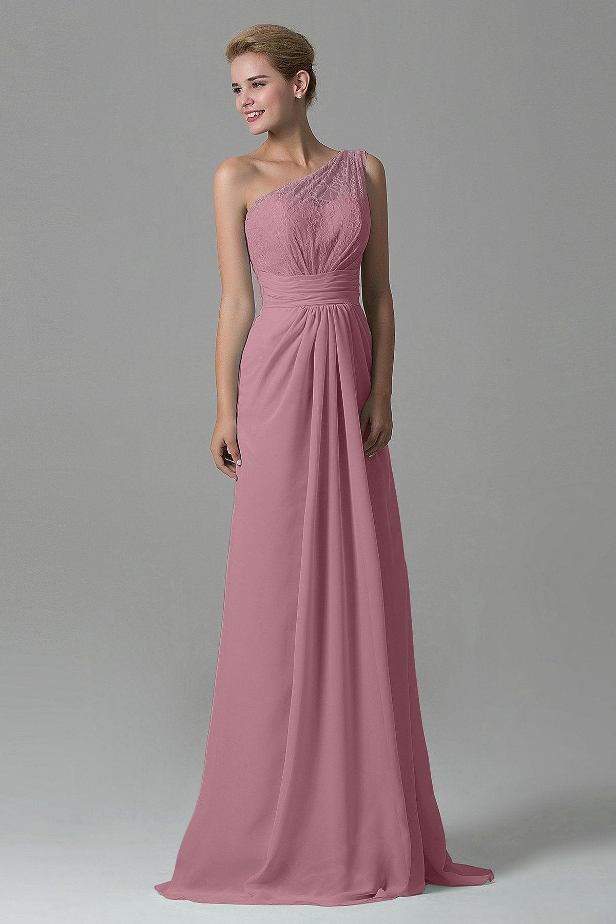 Sheath Sweep Train Lace/Chiffon Bridesmaid Dress COZK16004 - COCOMELODY