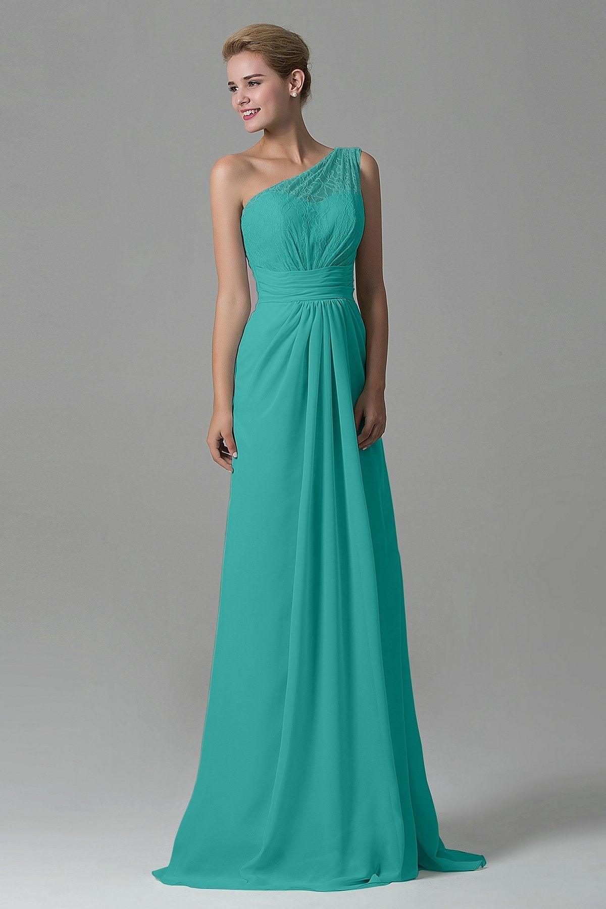 Sheath Sweep Train Lace/Chiffon Bridesmaid Dress COZK16004 - COCOMELODY