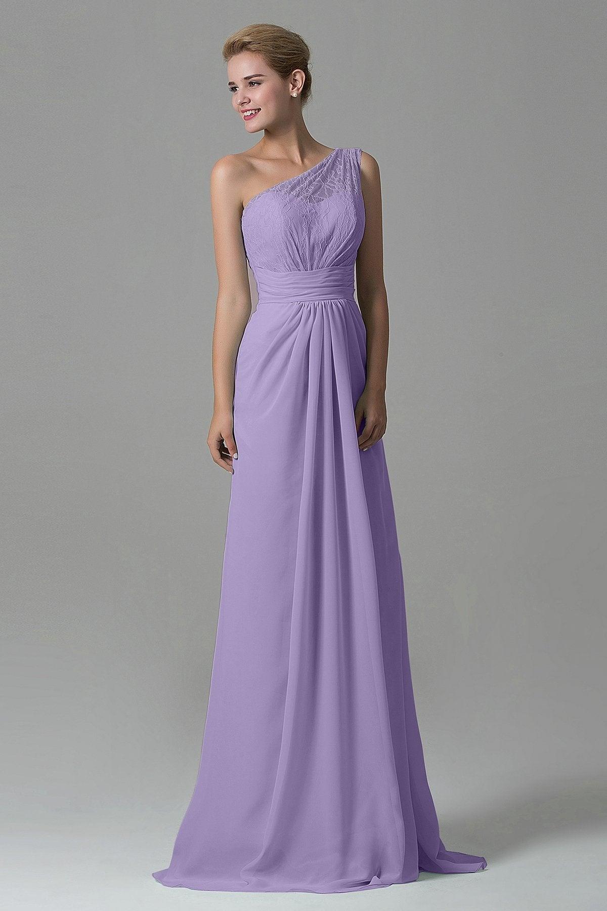 Sheath Sweep Train Lace/Chiffon Bridesmaid Dress COZK16004 - COCOMELODY