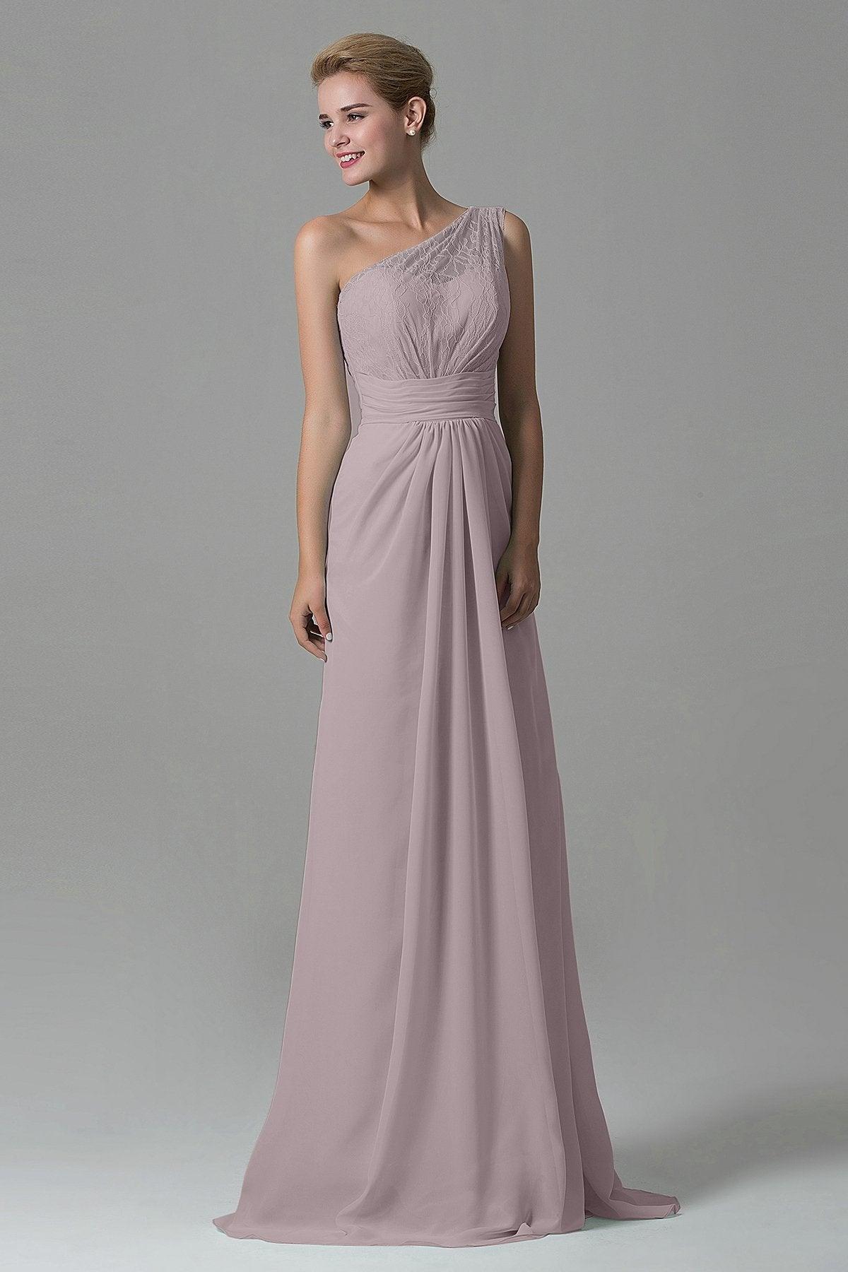 Sheath Sweep Train Lace/Chiffon Bridesmaid Dress COZK16004 - COCOMELODY