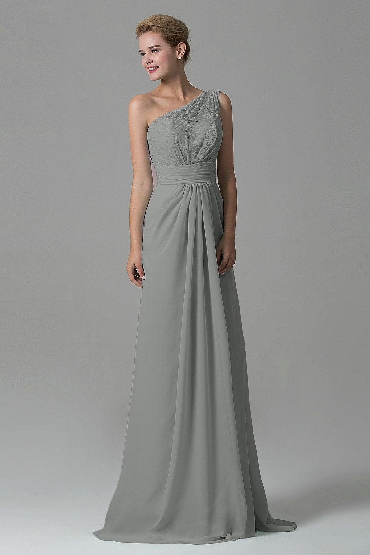 Sheath Sweep Train Lace/Chiffon Bridesmaid Dress COZK16004 - COCOMELODY