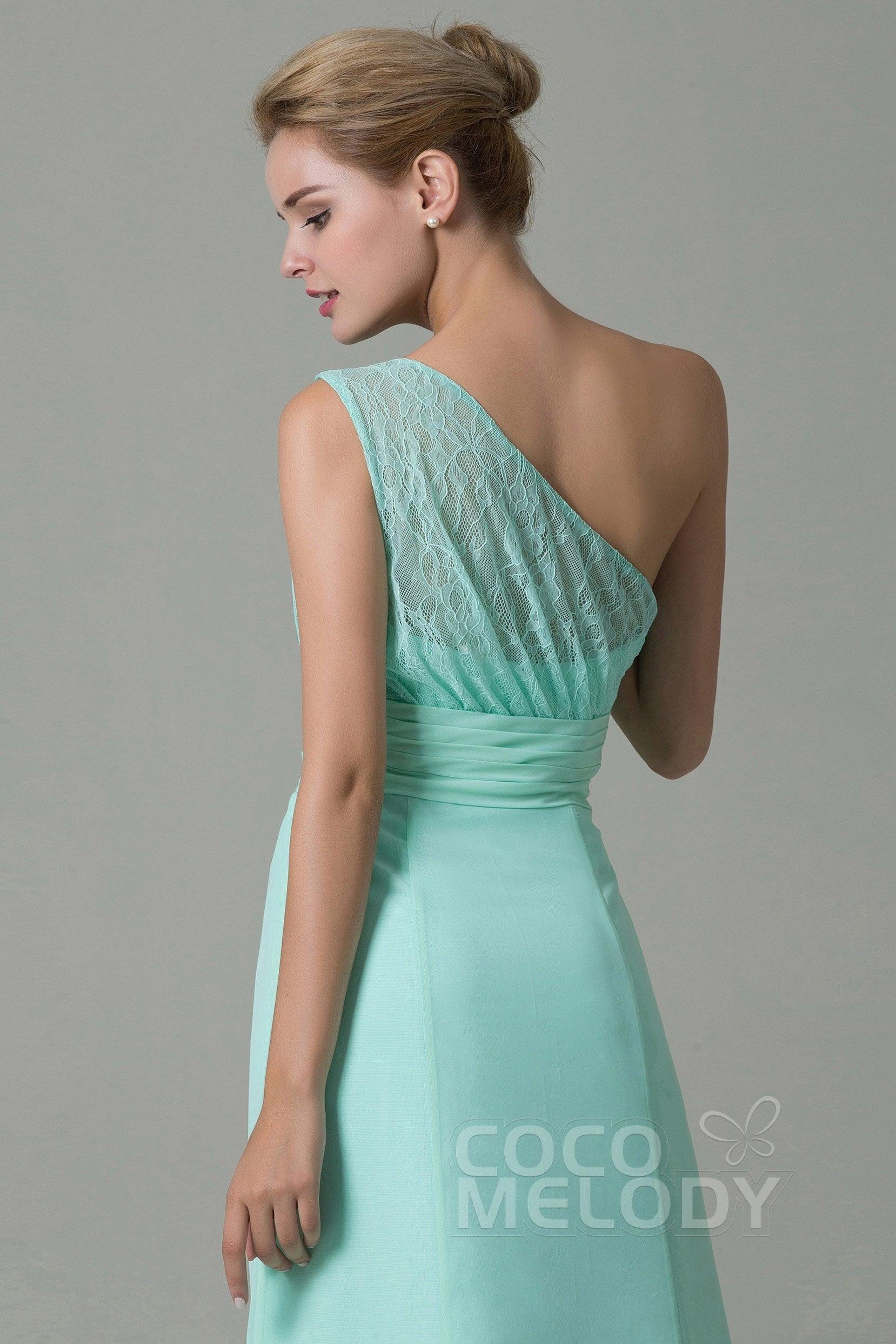 Sheath Sweep Train Lace/Chiffon Bridesmaid Dress COZK16004 - COCOMELODY