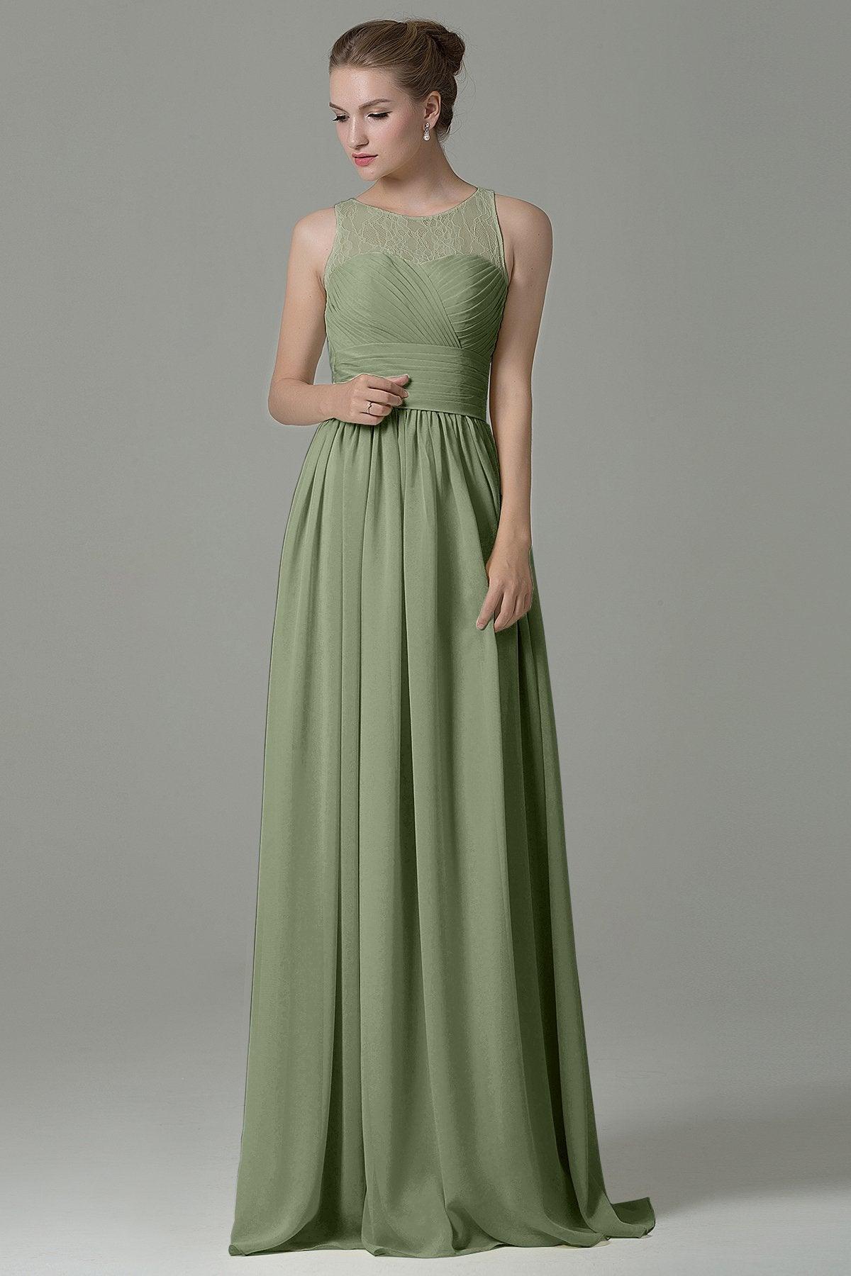 Sheath Floor Length Lace/Chiffon Bridesmaid Dress COZK16005 - COCOMELODY