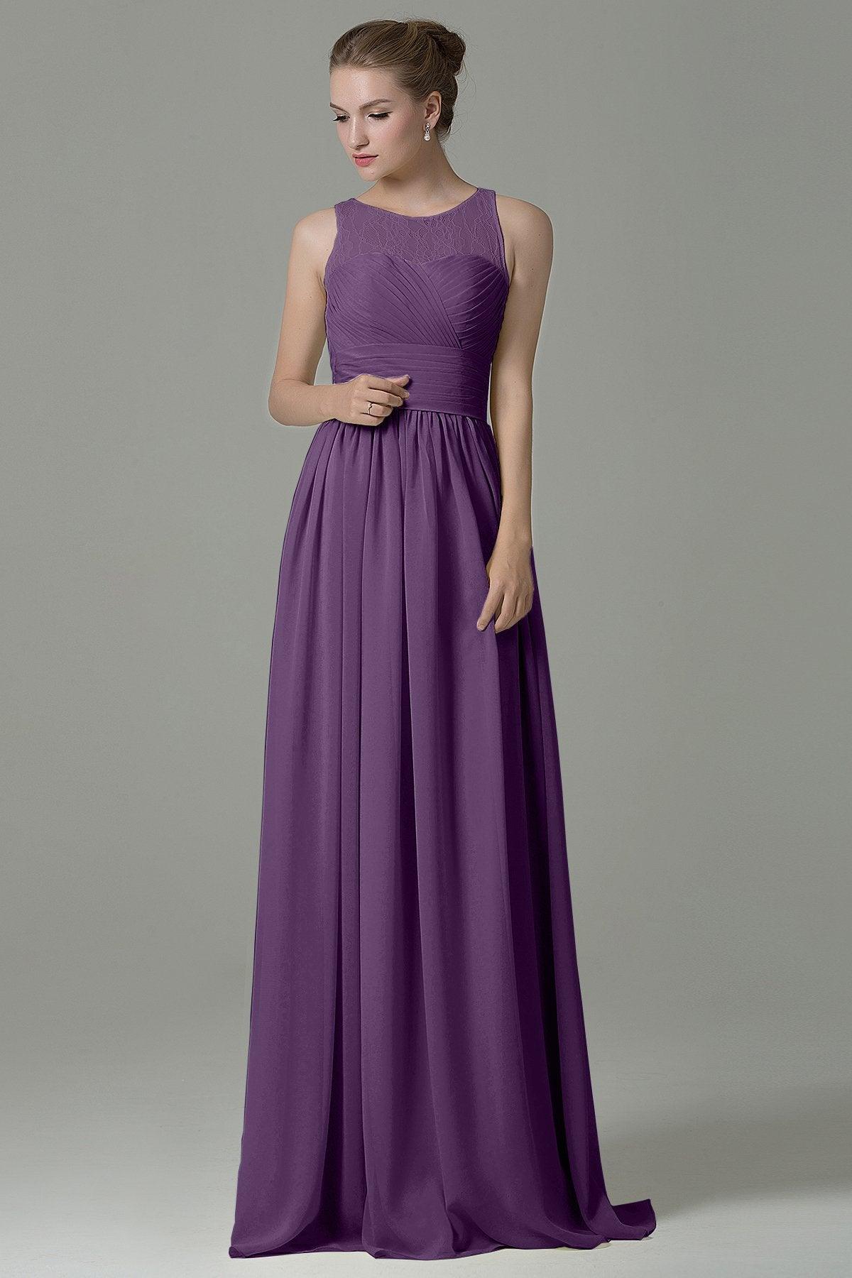 Sheath Floor Length Lace/Chiffon Bridesmaid Dress COZK16005 - COCOMELODY