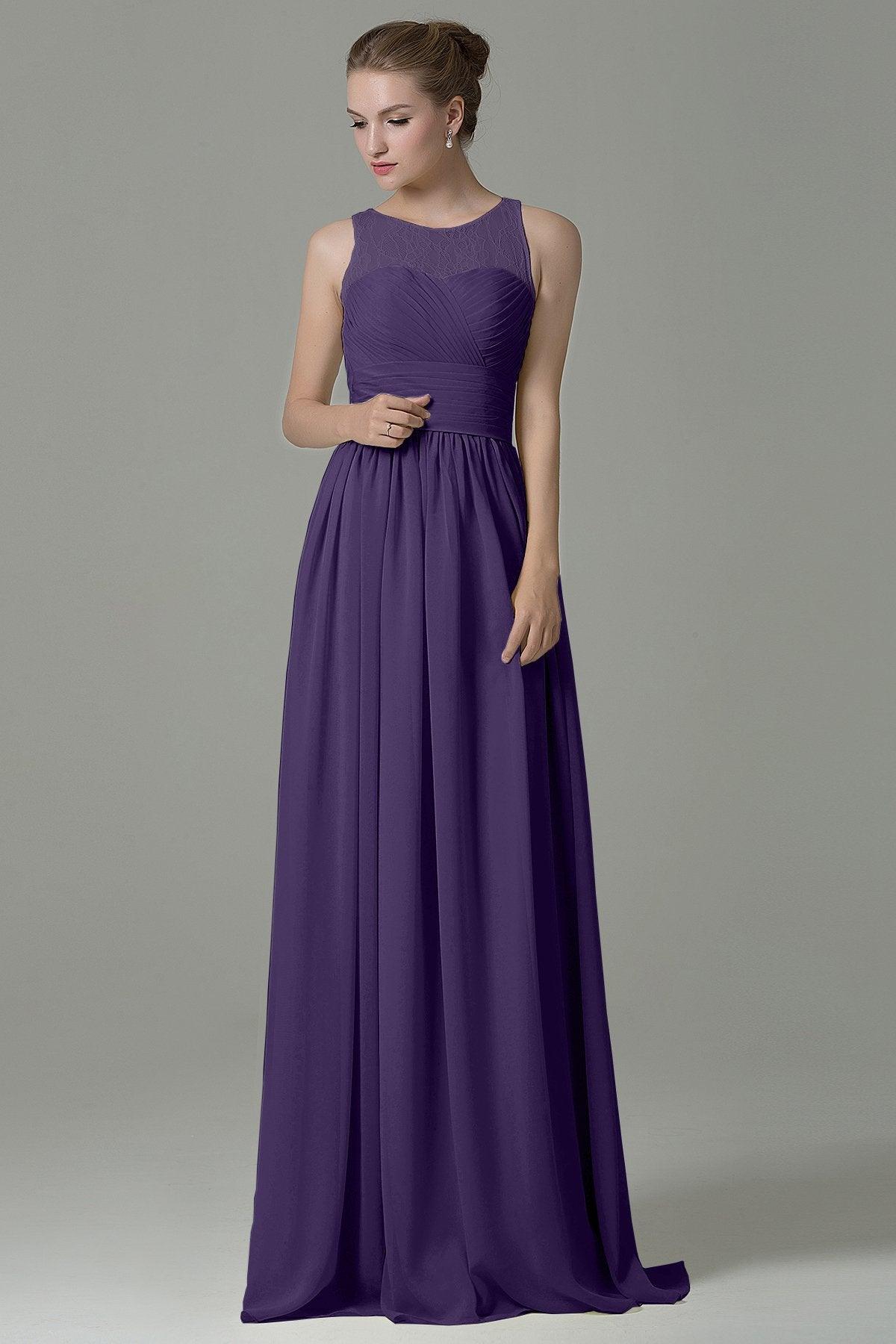 Sheath Floor Length Lace/Chiffon Bridesmaid Dress COZK16005 - COCOMELODY