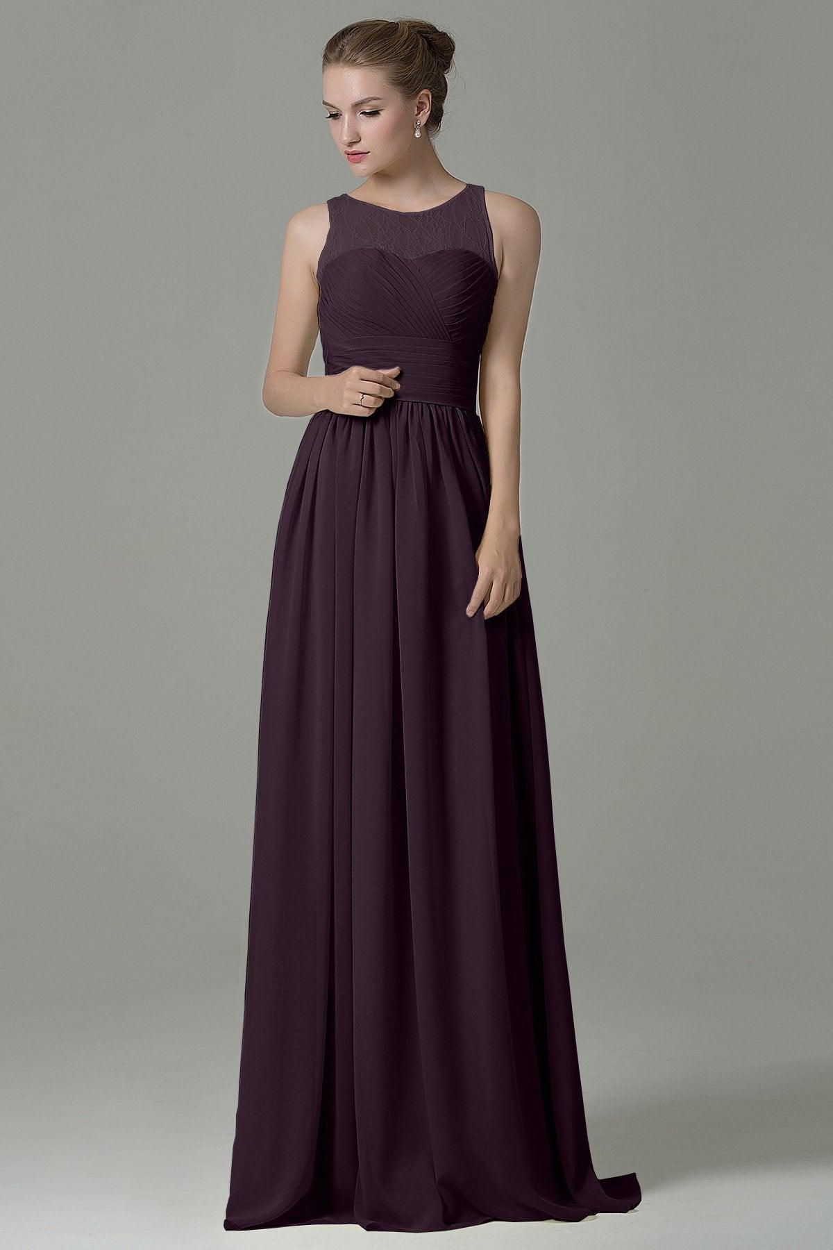 Sheath Floor Length Lace/Chiffon Bridesmaid Dress COZK16005 - COCOMELODY
