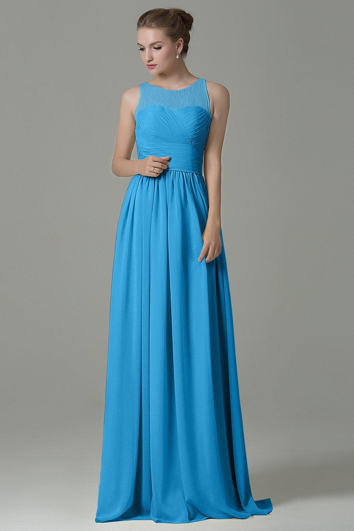 Sheath Floor Length Lace/Chiffon Bridesmaid Dress COZK16005 - COCOMELODY