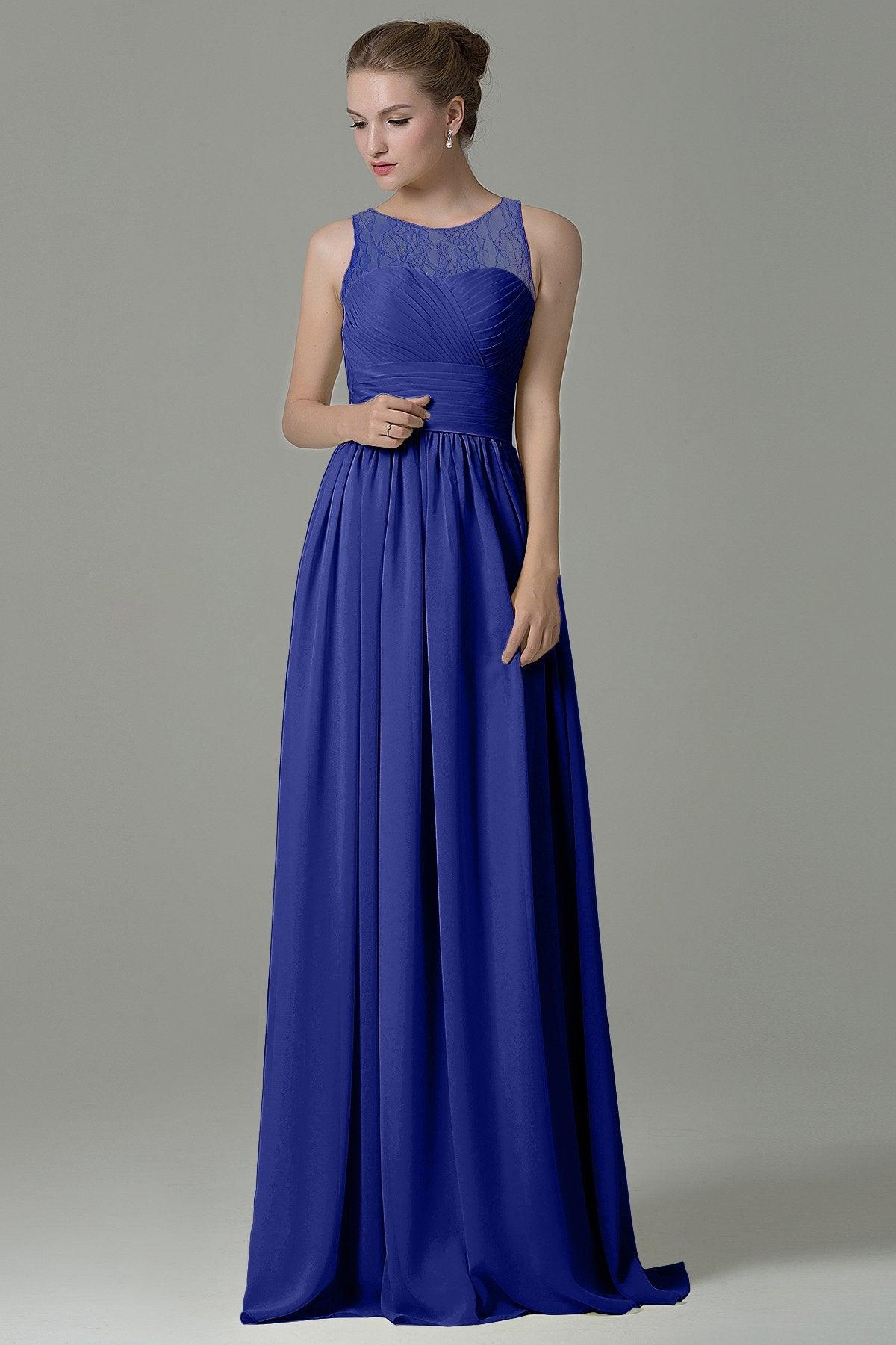 Sheath Floor Length Lace/Chiffon Bridesmaid Dress COZK16005 - COCOMELODY