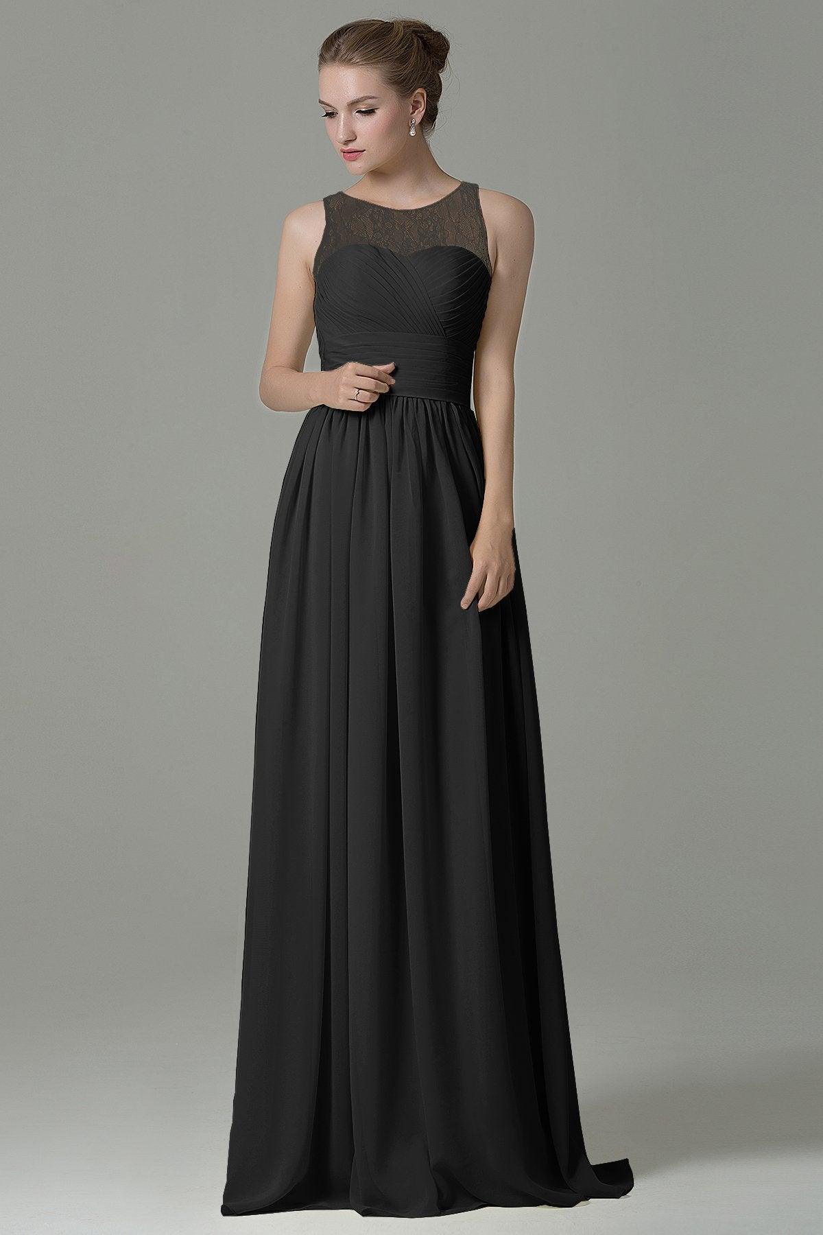 Sheath Floor Length Lace/Chiffon Bridesmaid Dress COZK16005 - COCOMELODY