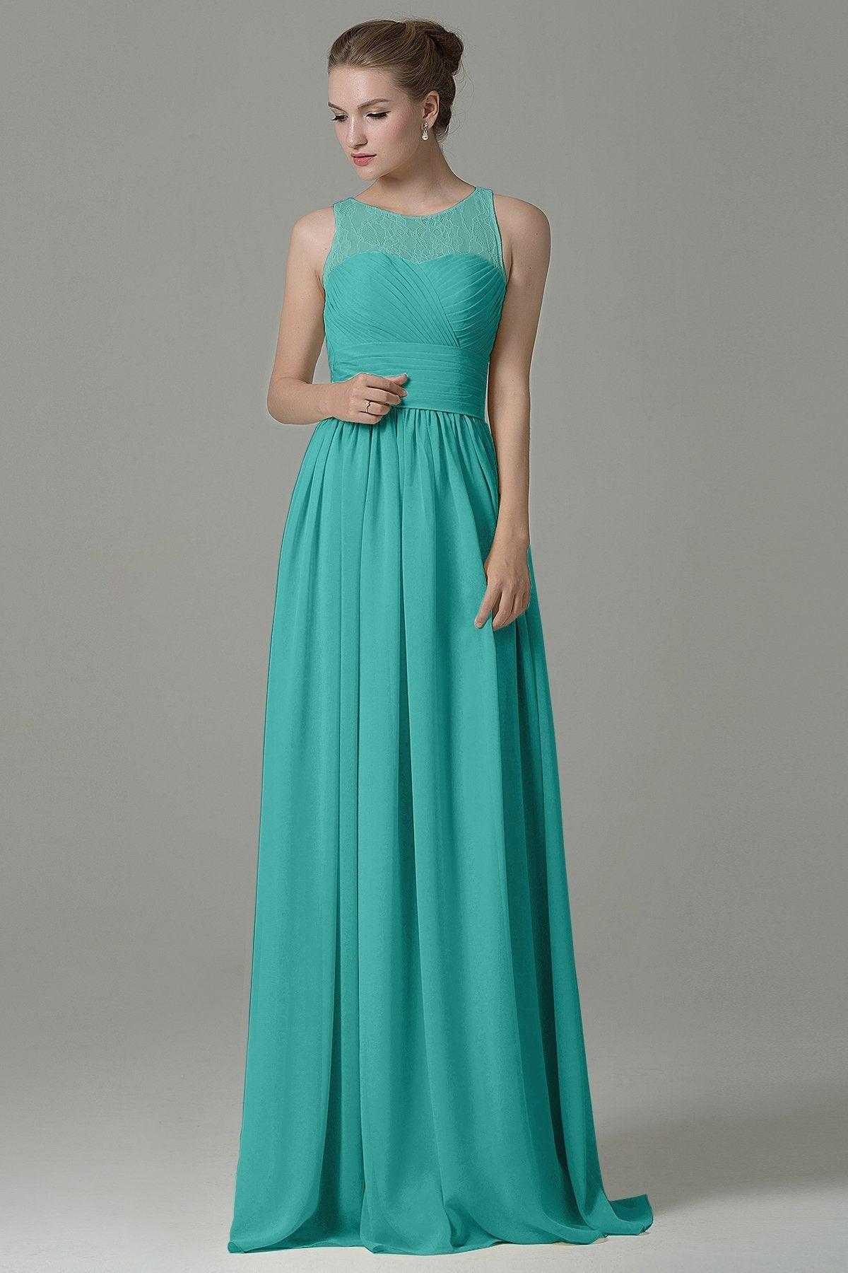 Sheath Floor Length Lace/Chiffon Bridesmaid Dress COZK16005 - COCOMELODY
