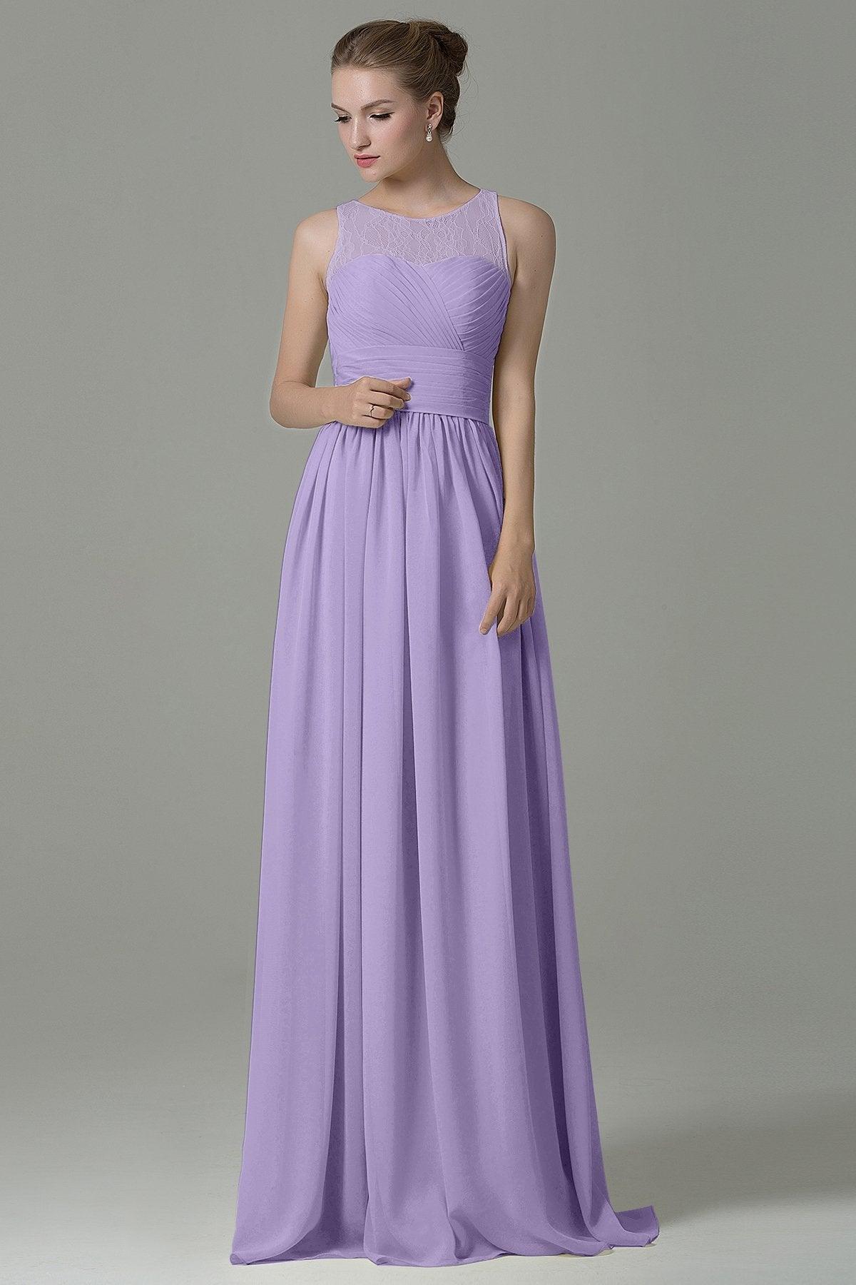 Sheath Floor Length Lace/Chiffon Bridesmaid Dress COZK16005 - COCOMELODY