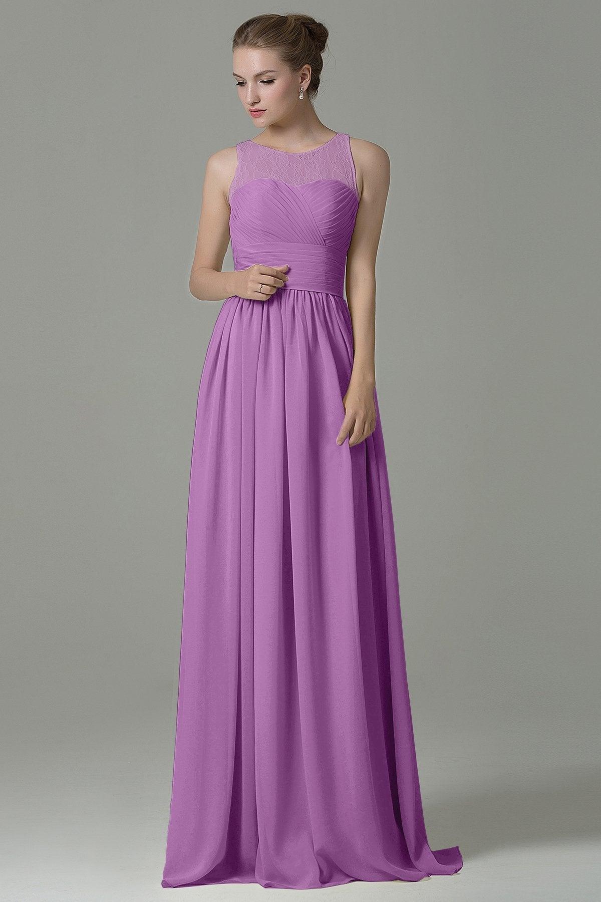 Sheath Floor Length Lace/Chiffon Bridesmaid Dress COZK16005 - COCOMELODY