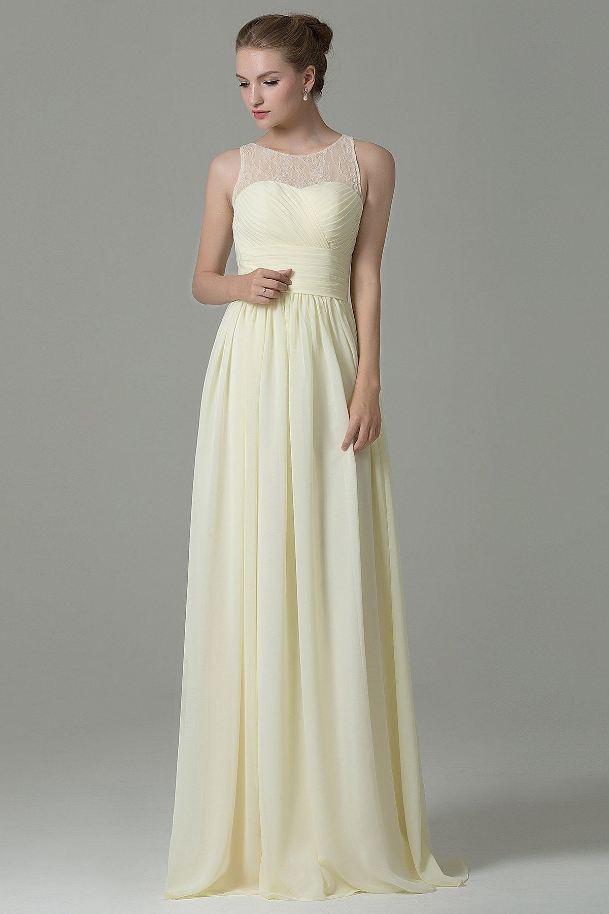 Sheath Floor Length Lace/Chiffon Bridesmaid Dress COZK16005 - COCOMELODY
