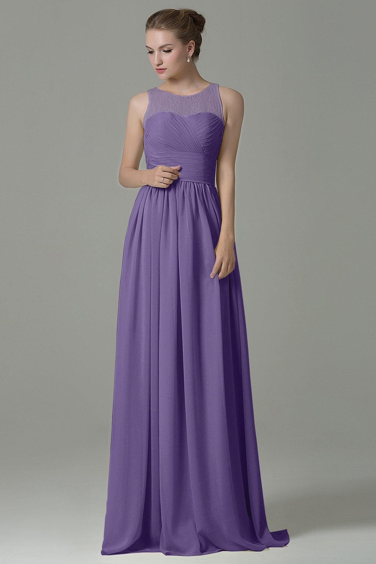Sheath Floor Length Lace/Chiffon Bridesmaid Dress COZK16005 - COCOMELODY