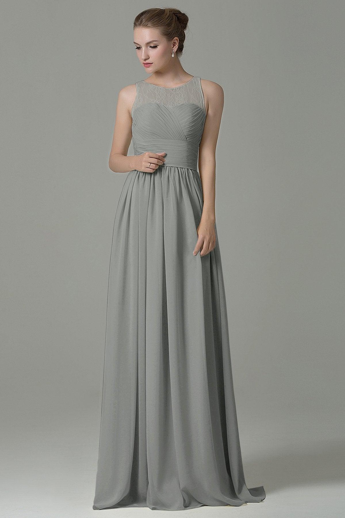Sheath Floor Length Lace/Chiffon Bridesmaid Dress COZK16005 - COCOMELODY