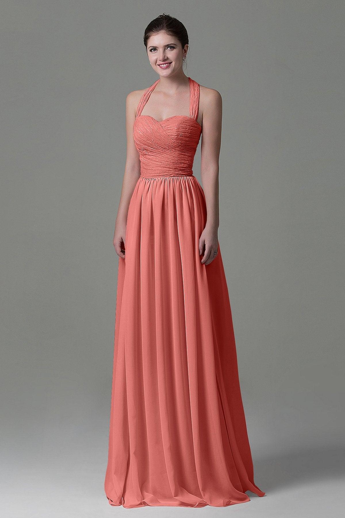 A-Line Floor Length Lace/Chiffon Bridesmaid Dress COZK16006 - COCOMELODY
